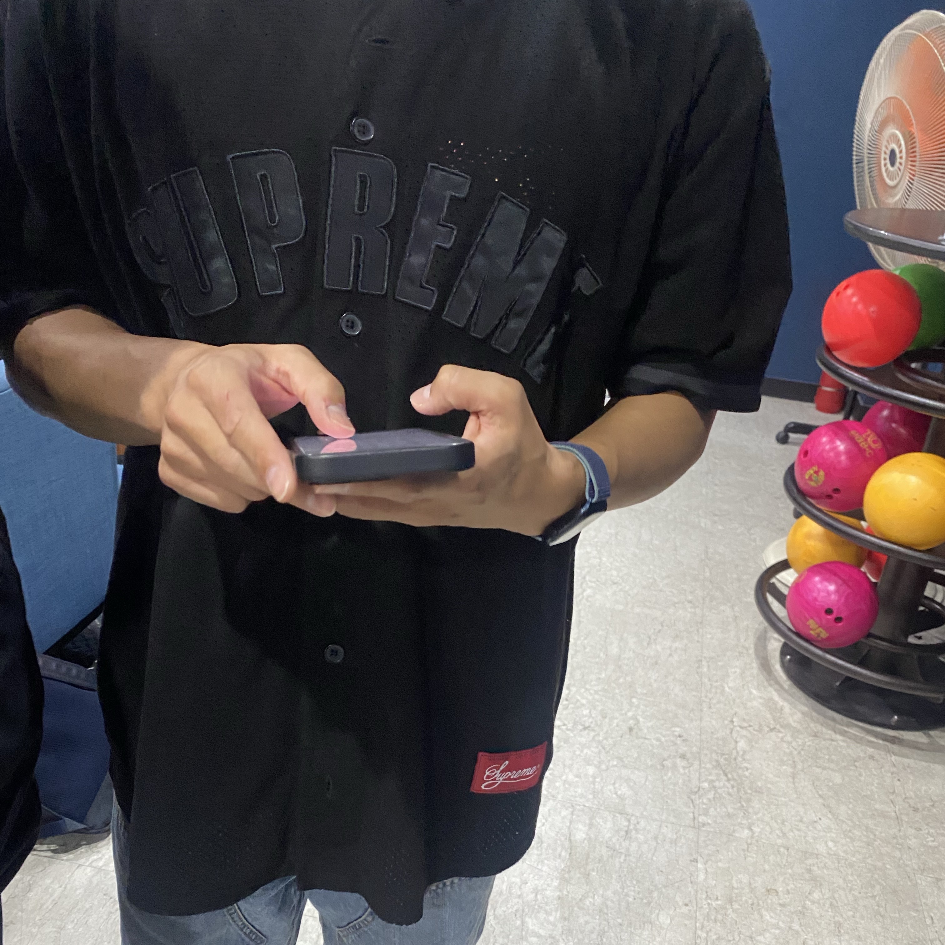 Supreme Ultrasuede Mesh Baseball Jersey Black - 24SS 착용 스타일