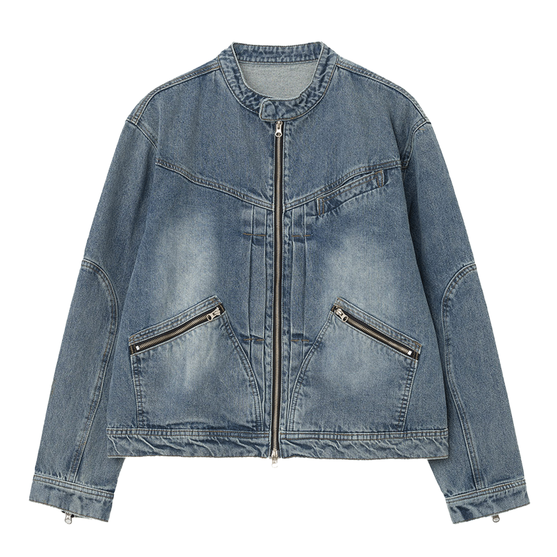 밀로 아카이브 데님 바이커 자켓 빈티지 블루(Millo Archive Denim Biker Jacket Vintage Blue)