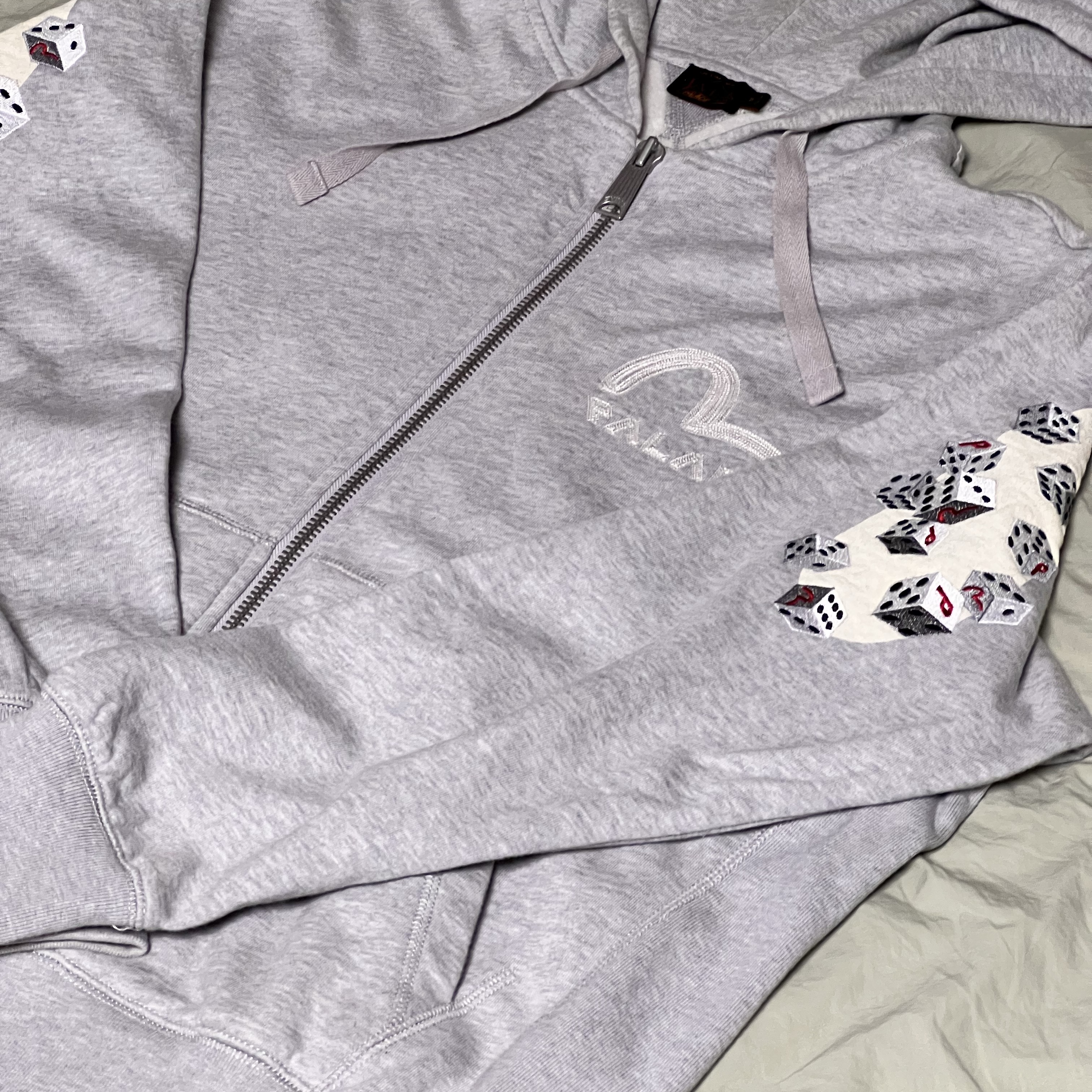 Palace x Evisu Zip Hoodie Grey - 24SS 착용 스타일