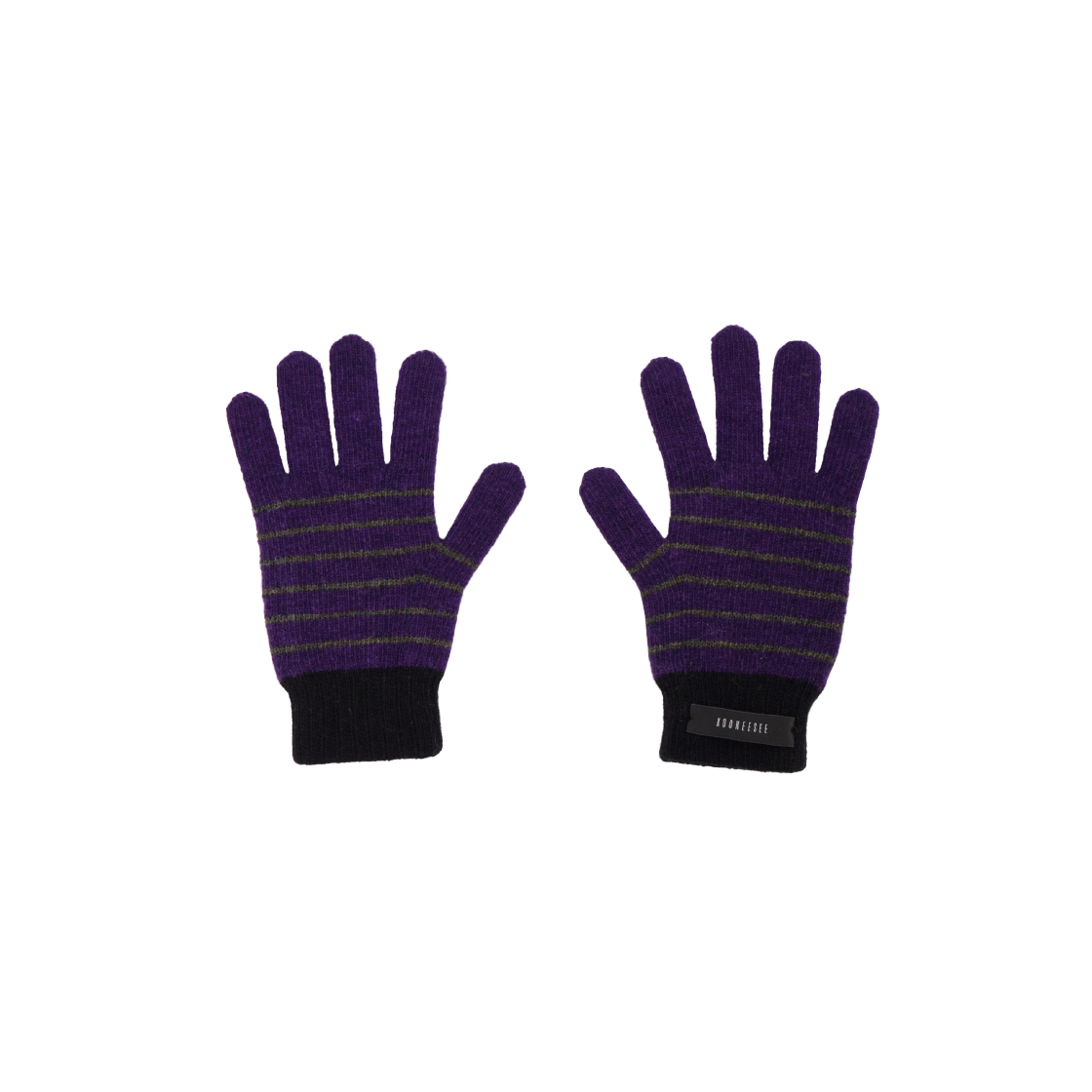 KS5CAGL001PB Kookeesee finger hole wool stripe gloves Purple/Black