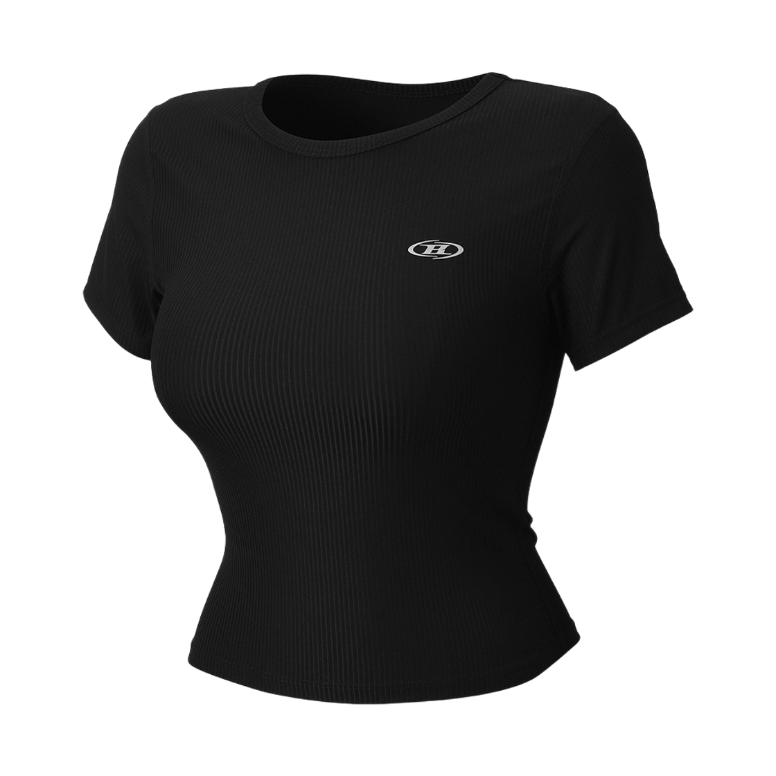 본투윈 우먼 피트니스 리브드 티셔츠 블랙