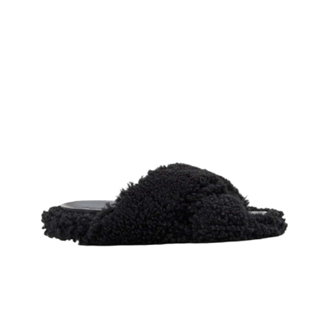 (W) 마르니 셔링 크리스크로스 샌들 블랙((W) Marni Shearling Crisscross Sandals Black)