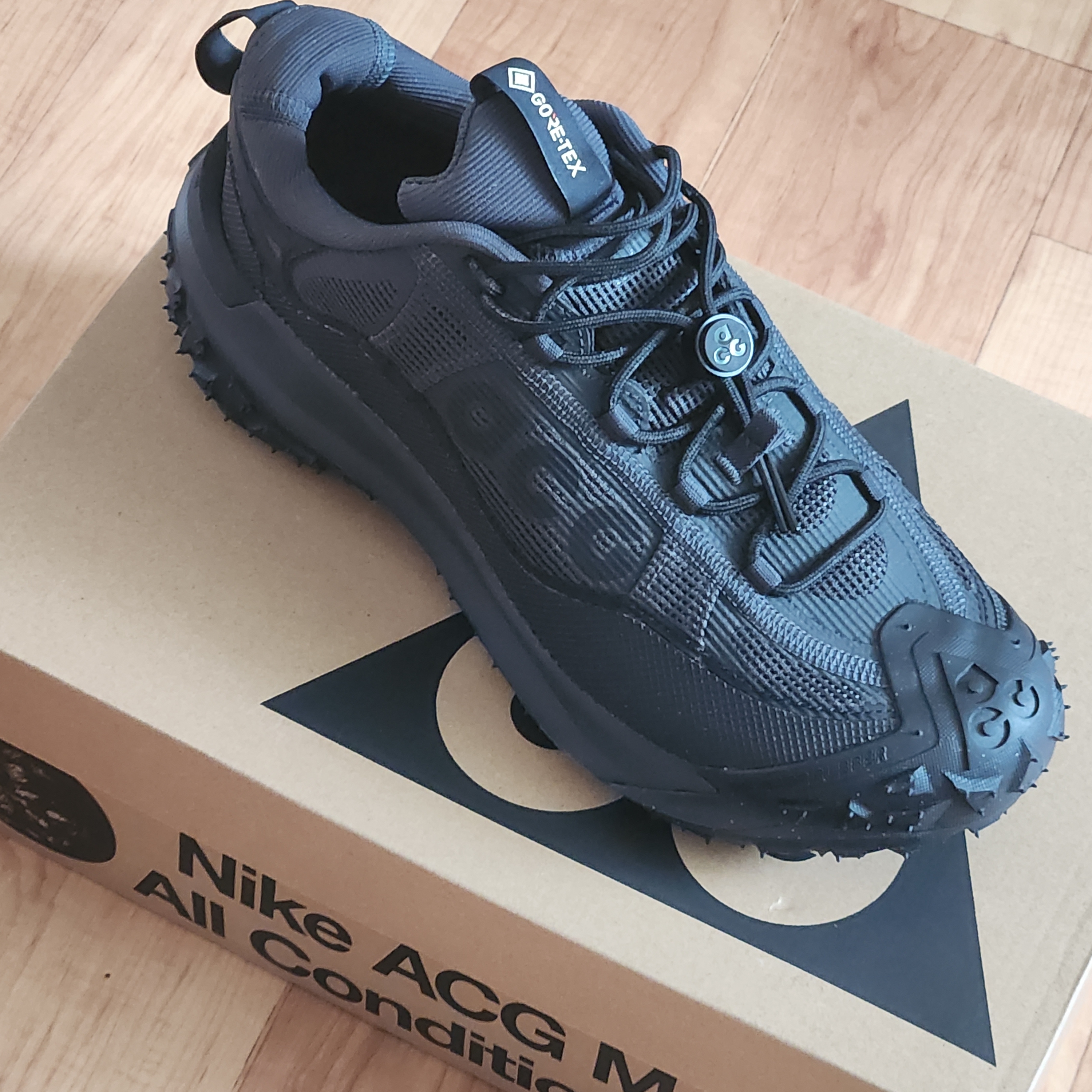 Nike ACG Mountain Fly 2 Low Gore-Tex Black and Dark Smoke Grey 착용 스타일