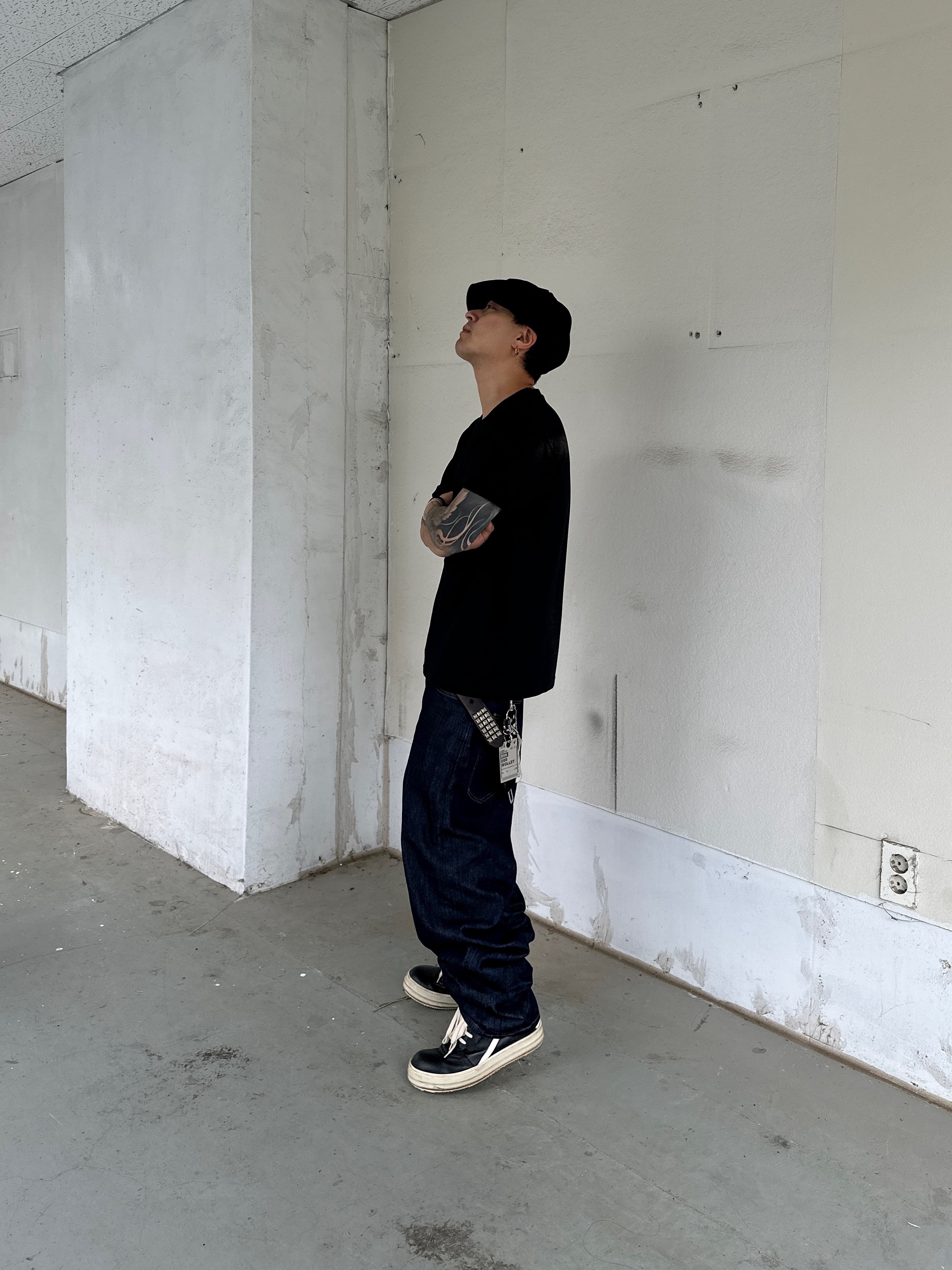 Rick Owens Geobasket Sneakers Black Milk 착용 스타일 - 4