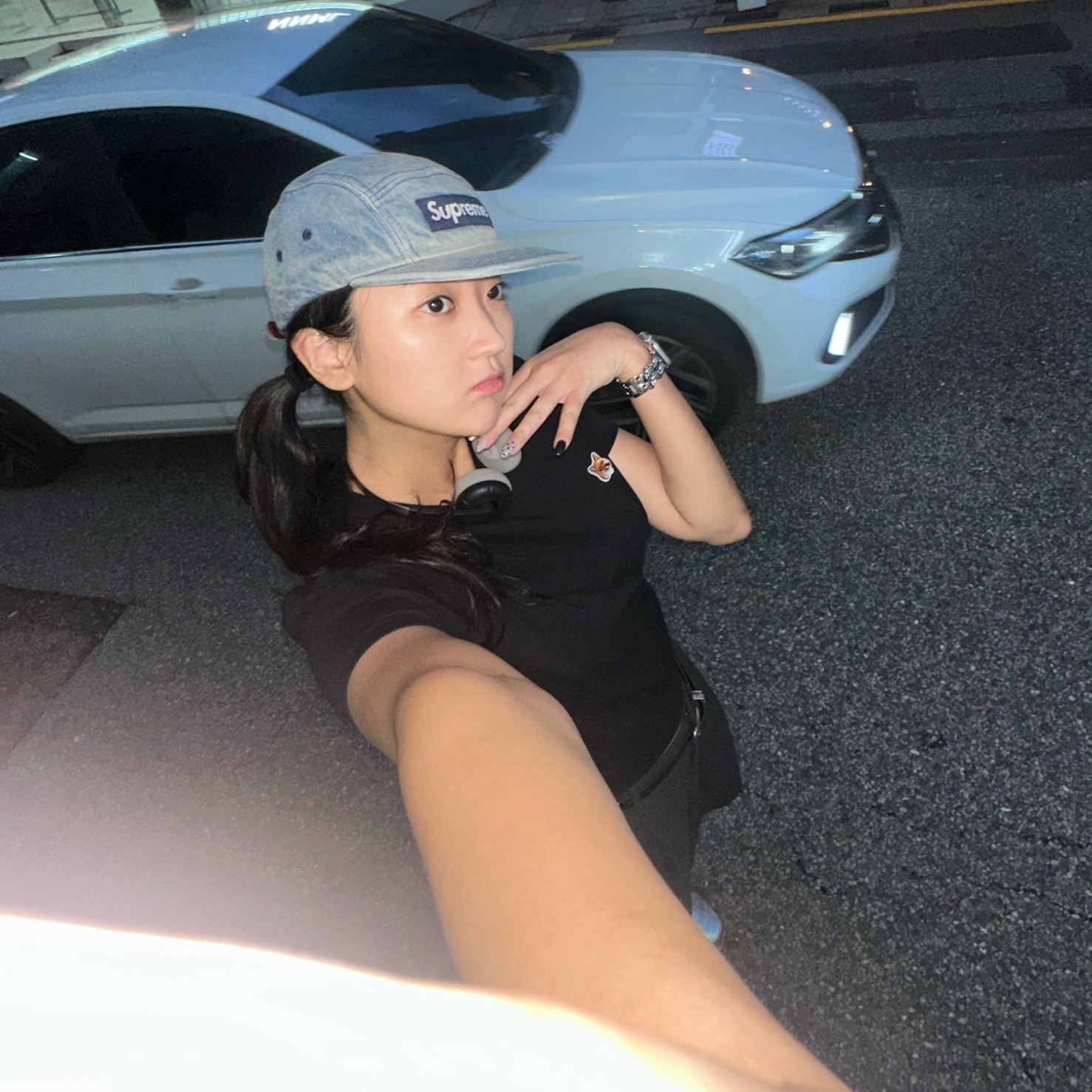 Supreme Washed Chino Twill Camp Cap Denim - 25FW 착용 스타일