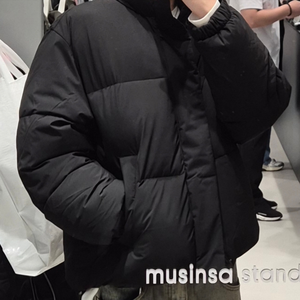 Musinsa Standard Daily Puffer Short Padding Jacket Black 착용 스타일