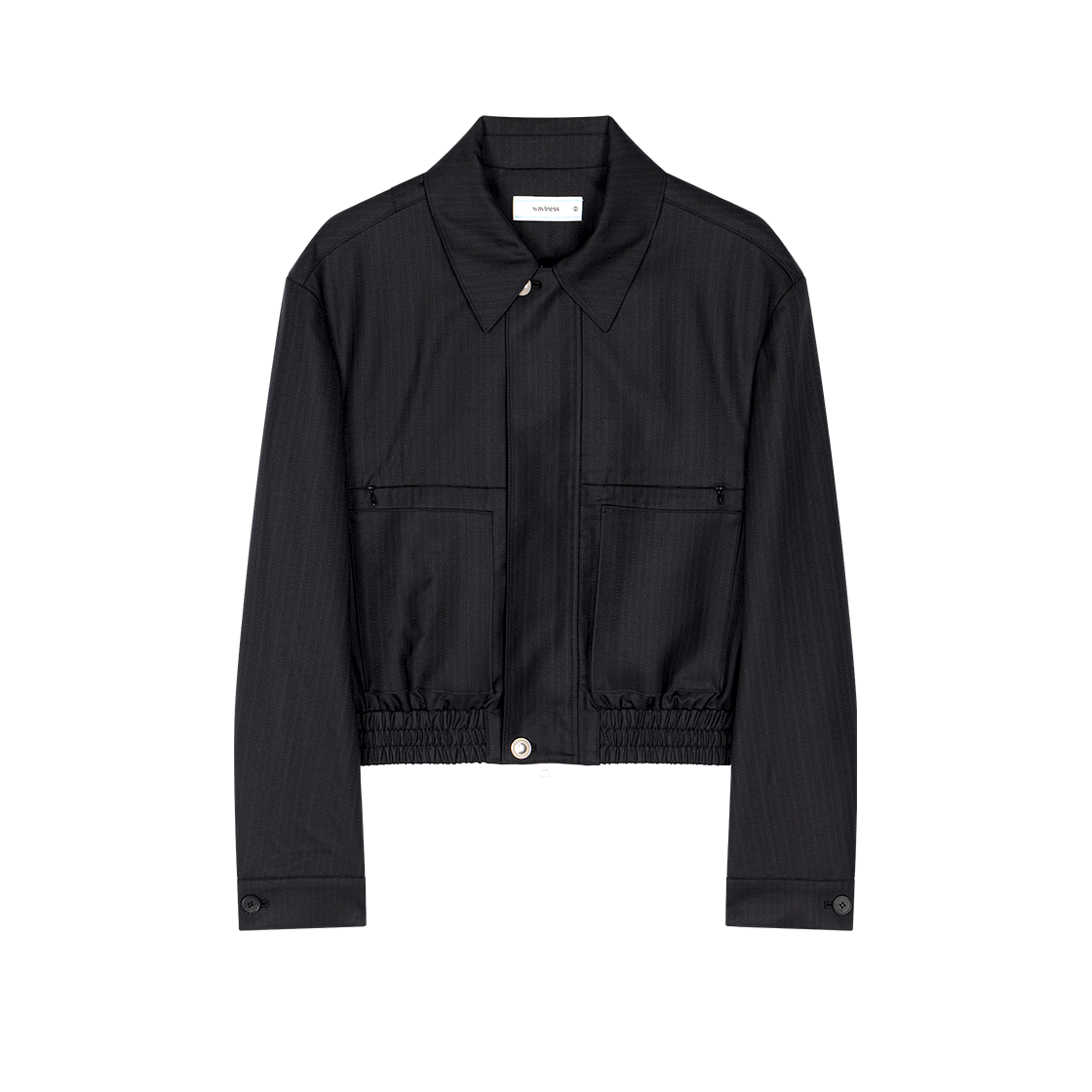 웨이비니스 캔버스 울 크롭 블루종 블랙 스트라이프(Waviness Canvas Wool Crop Blouson Black Stripe)