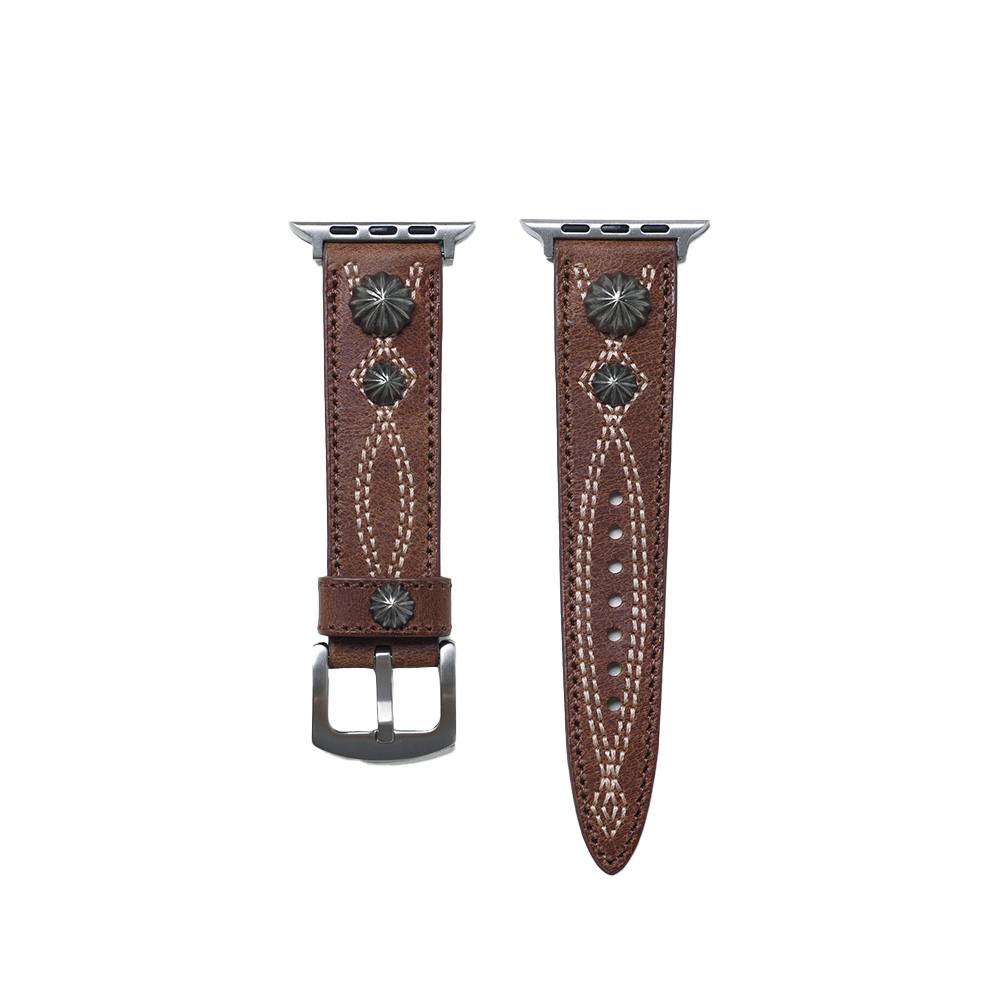 O25FFAC023BR OGARP Concho Leather AppleWatch Strap (40/44mm) Brown
