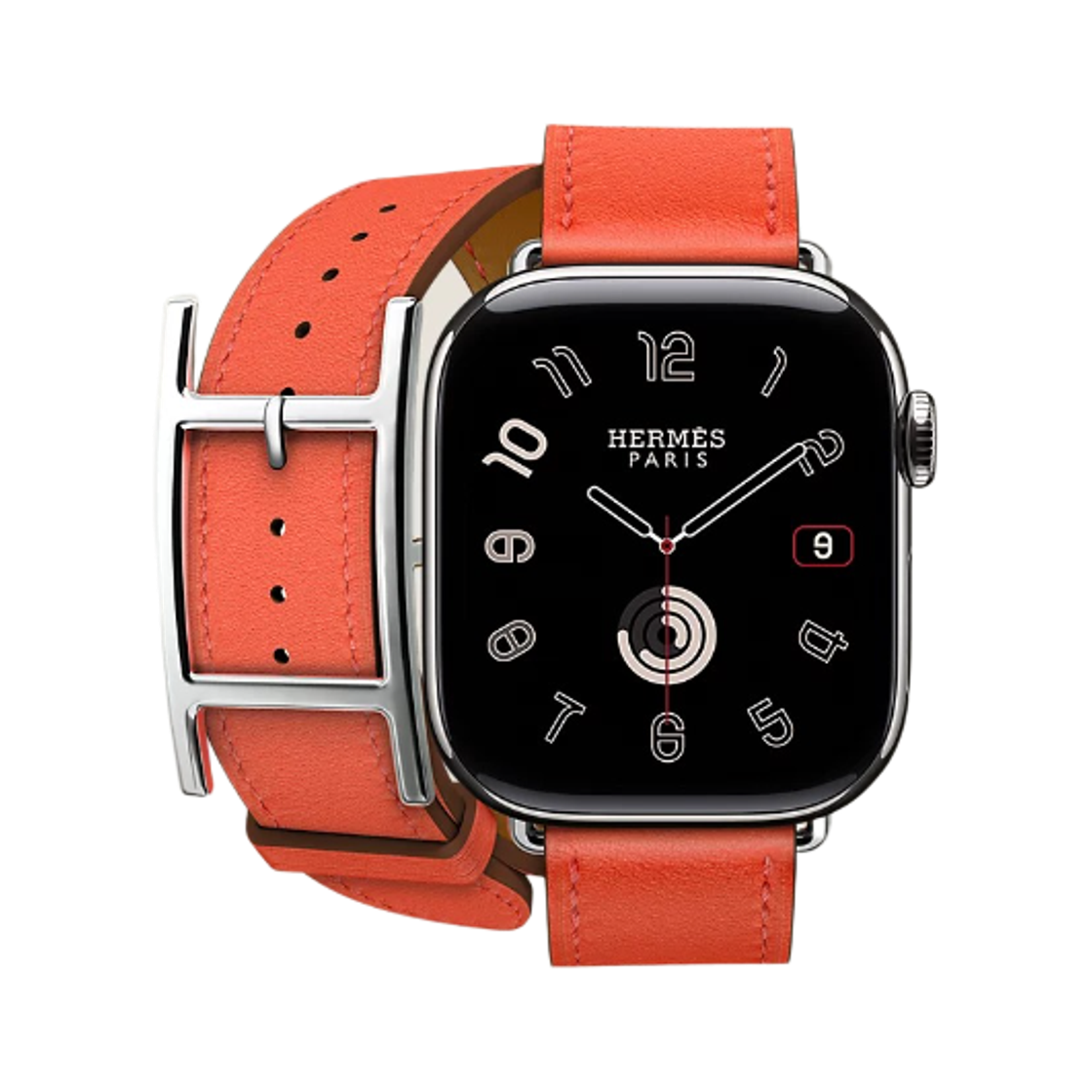 애플 워치 에르메스 11 42mm 티타늄 케이스 하피 더블 투어 오랑쥬 필드 (국내 정식 발매 제품)(Apple Watch Hermes Series 11 42mm Titanium Case with Hapi Double Tour Orange Field (Korean Ver.))
