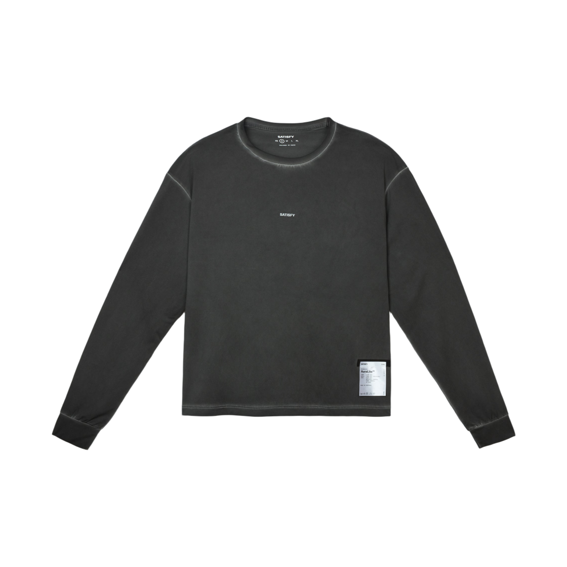 (W) 새티스파이 아우라라이트 롱 티셔츠 피그먼트 블랙((W) Satisfy AuraLite Long T-Shirt Pigment Black) - 1