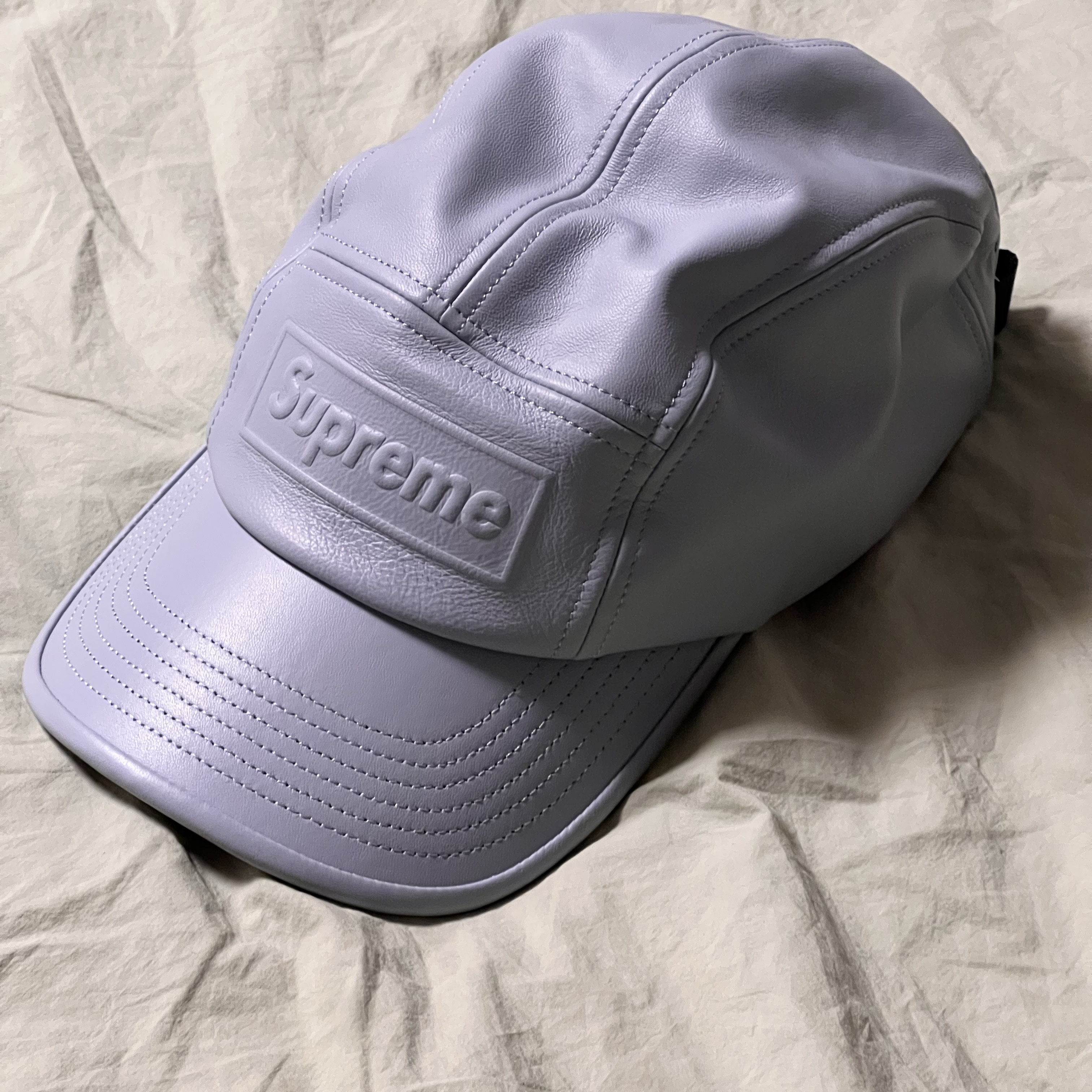 Supreme Gore-Tex Leather Camp Cap Grey - 22SS 착용 스타일