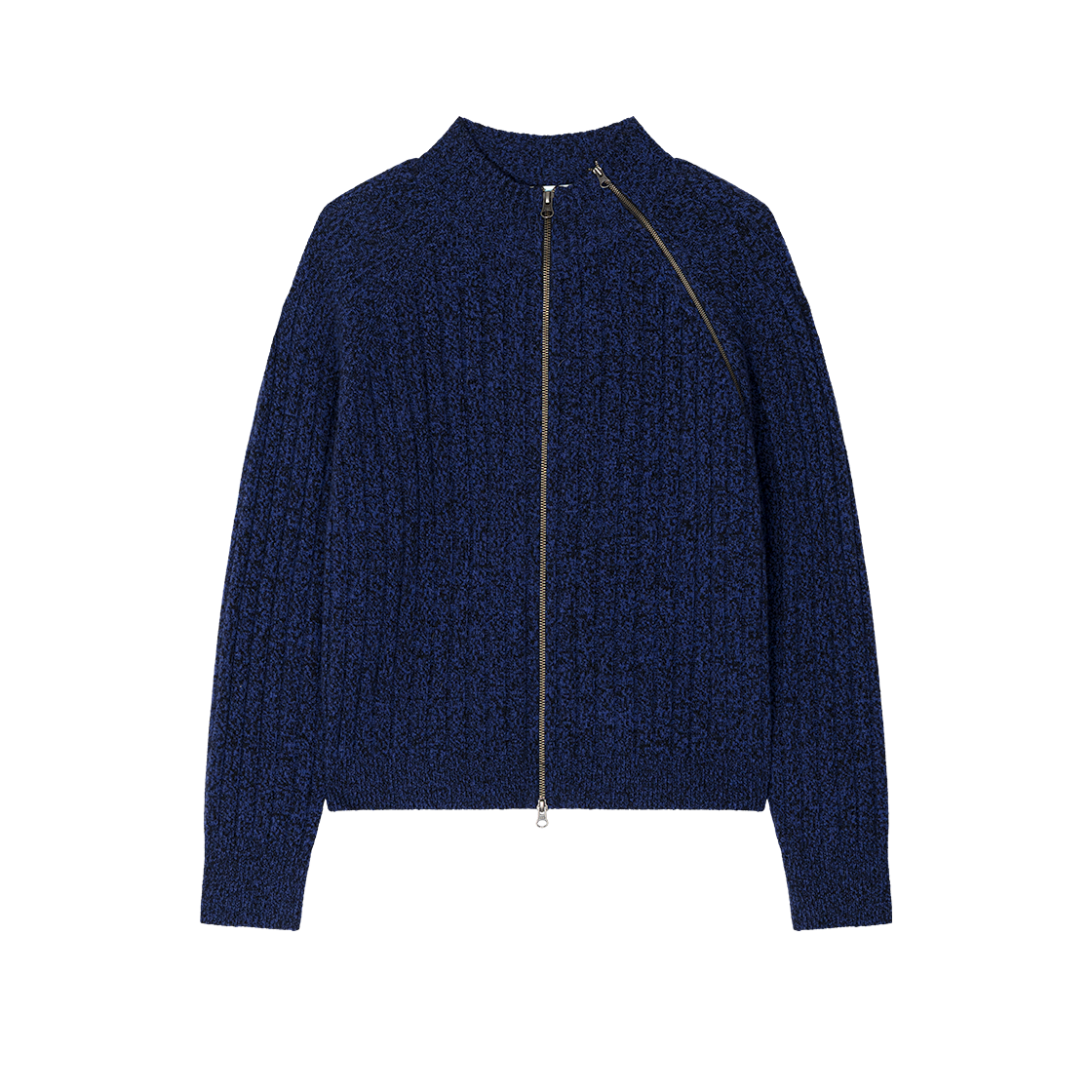 WVNS25334 Waviness Diagonal Full Zip Up Knitwear Midnight Blue