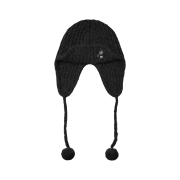 AEAE Button Knit Trooper Beanie Black