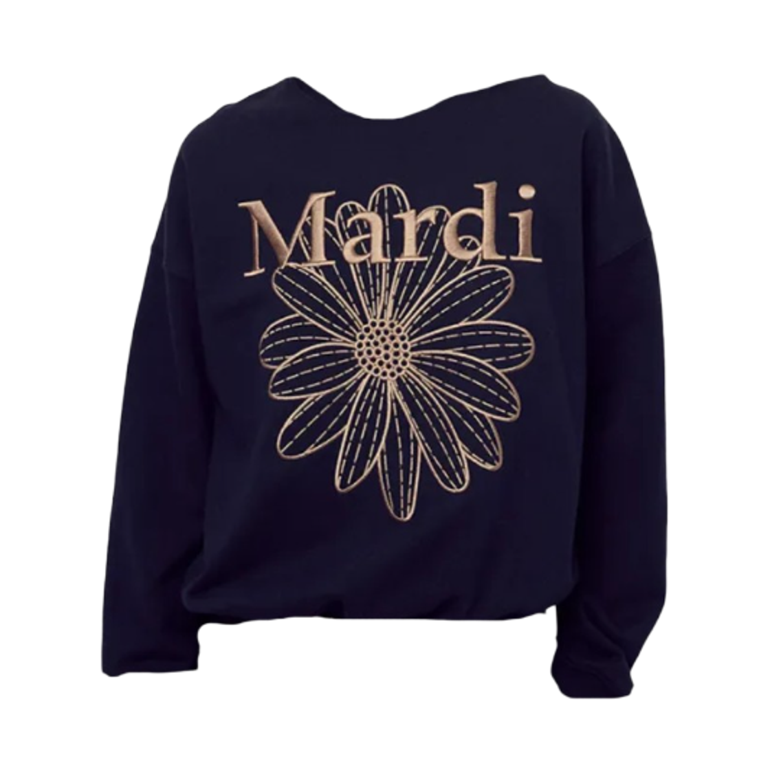 - (W) Mardi Mercredi Flowermardi Needlework Sweatshirt Navy Taupe