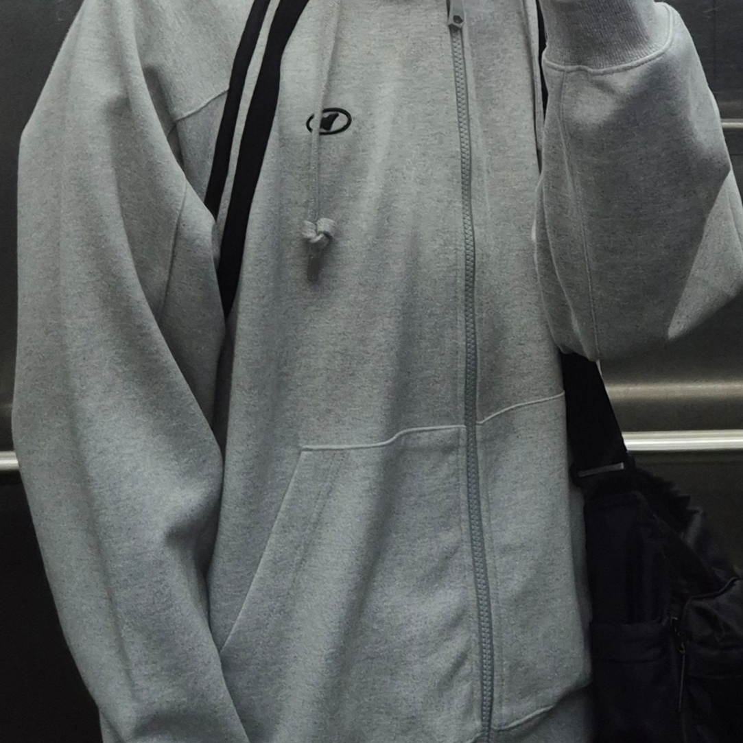 Ader Error Bashar Hood Zip-UP Grey 착용 스타일