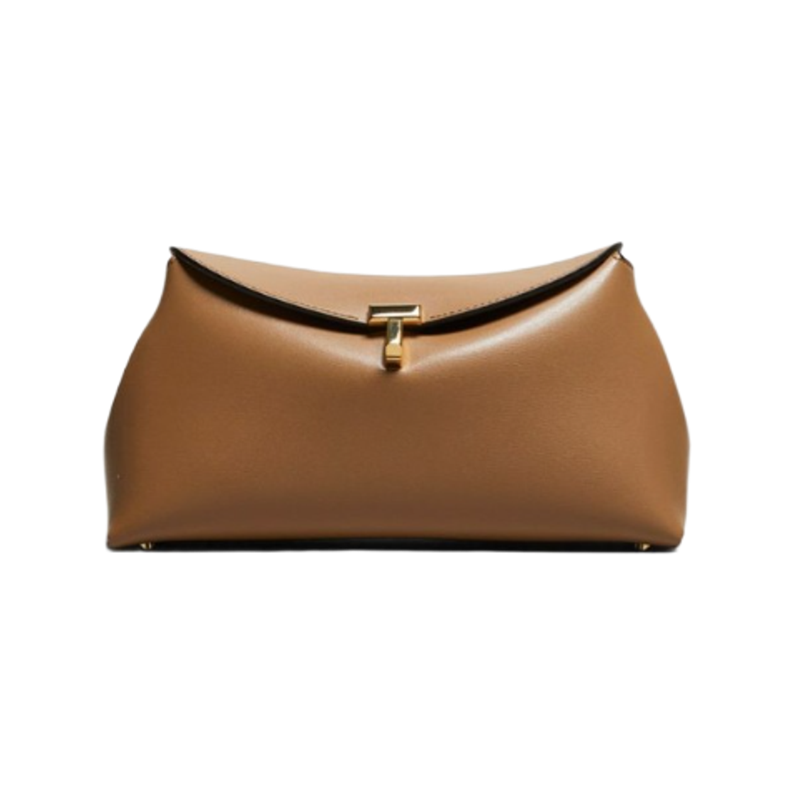 234-WAL950-LE0025-033 Toteme T-Lock Leather Clutch Camel