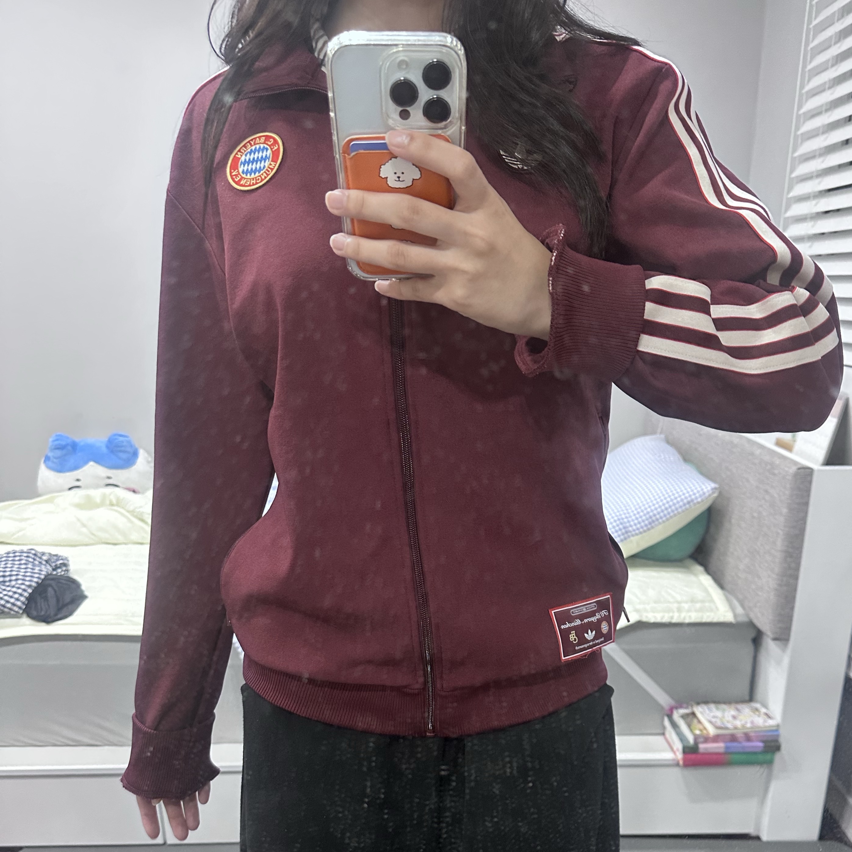 Adidas FC Bayern Terrace Icon Track Top Shadow Red - KR Sizing 착용 스타일