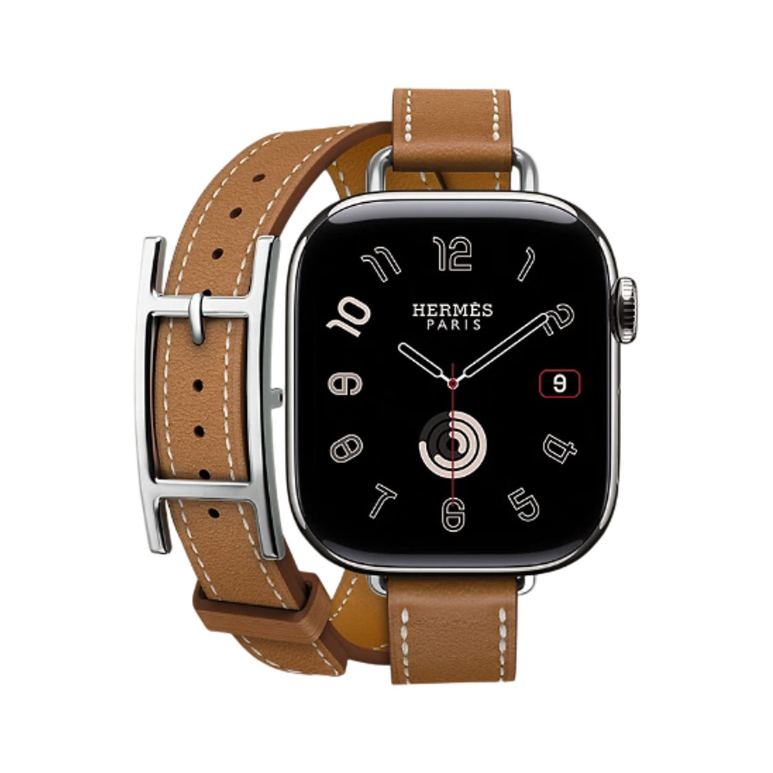 애플 워치 에르메스 11 42mm 티타늄 케이스 하피 아틀라주 더블 투어 골드 (국내 정식 발매 제품)(Apple Watch Hermes Series 11 42mm Titanium Case with Hapi Attelage Double Tour Gold (Korean Ver.))