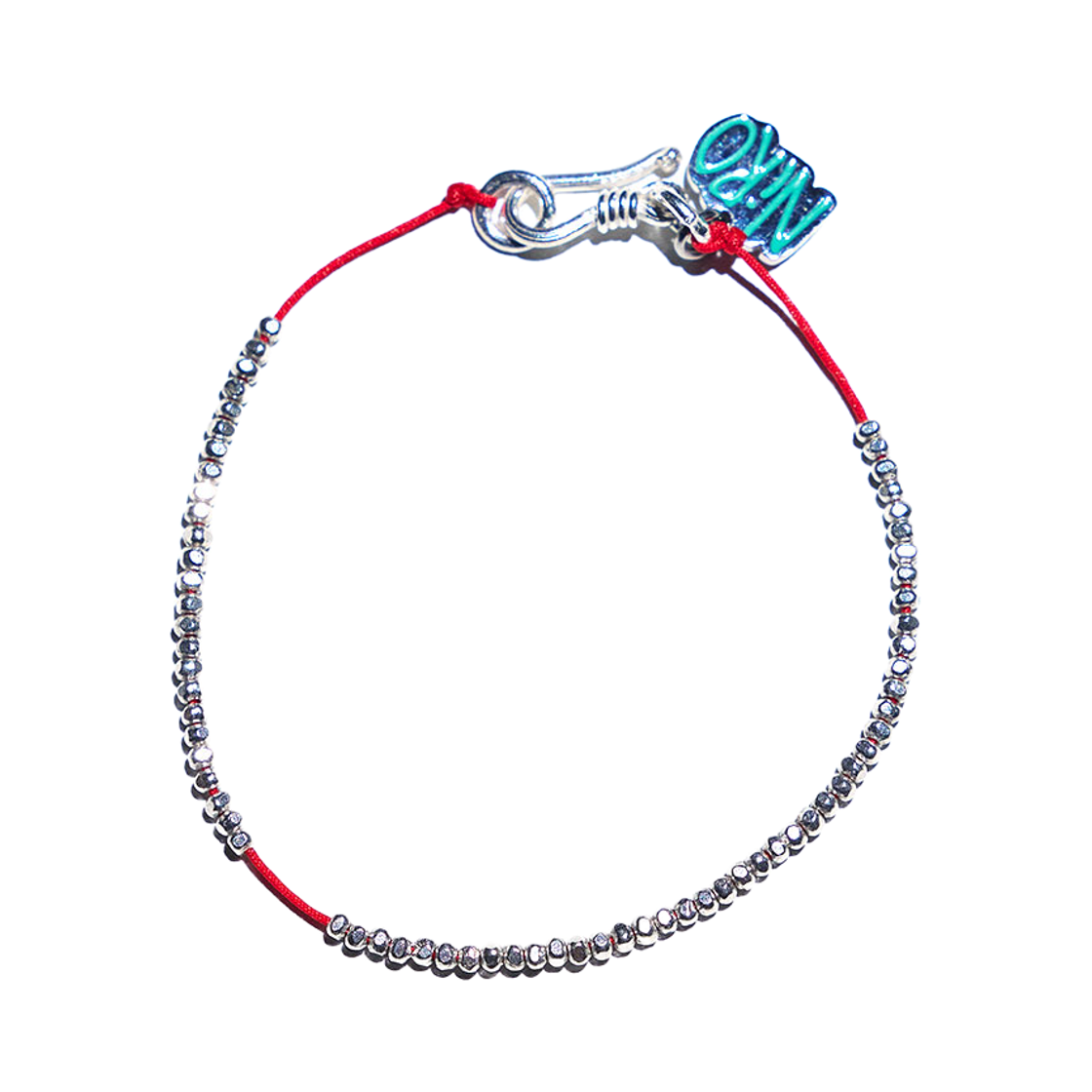 #131-70RED NiRO.SERENDiPiTY Caren Silver Thread Bracelet #131 (70%) Red