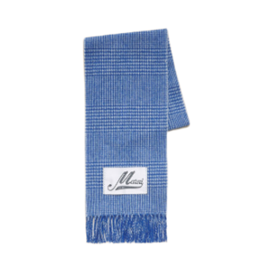 SCMC0141Y0-UAW056-CHB50 Marni Wool Scarf with Prince of Wales Check Iris Blue