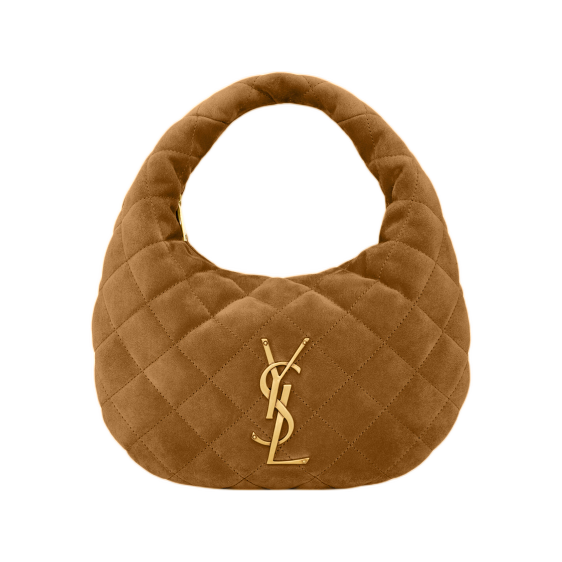 851689-1U807-2916 Saint Laurent Icarino in Quilted Suede Caramel Cognac