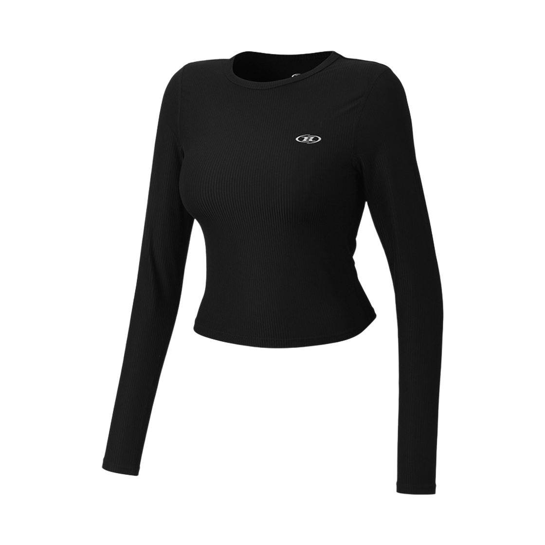 본투윈 우먼 피트니스 리브드 롱슬리브 블랙