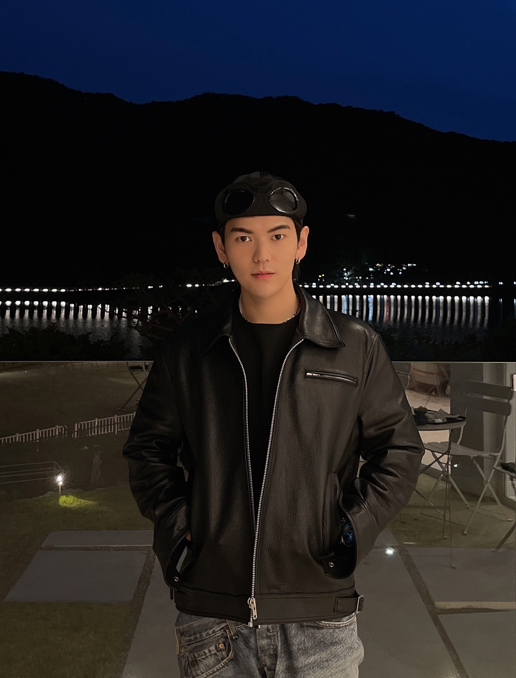 C.P. Company Chrome-R Goggle Cap Black 착용 스타일 - 4