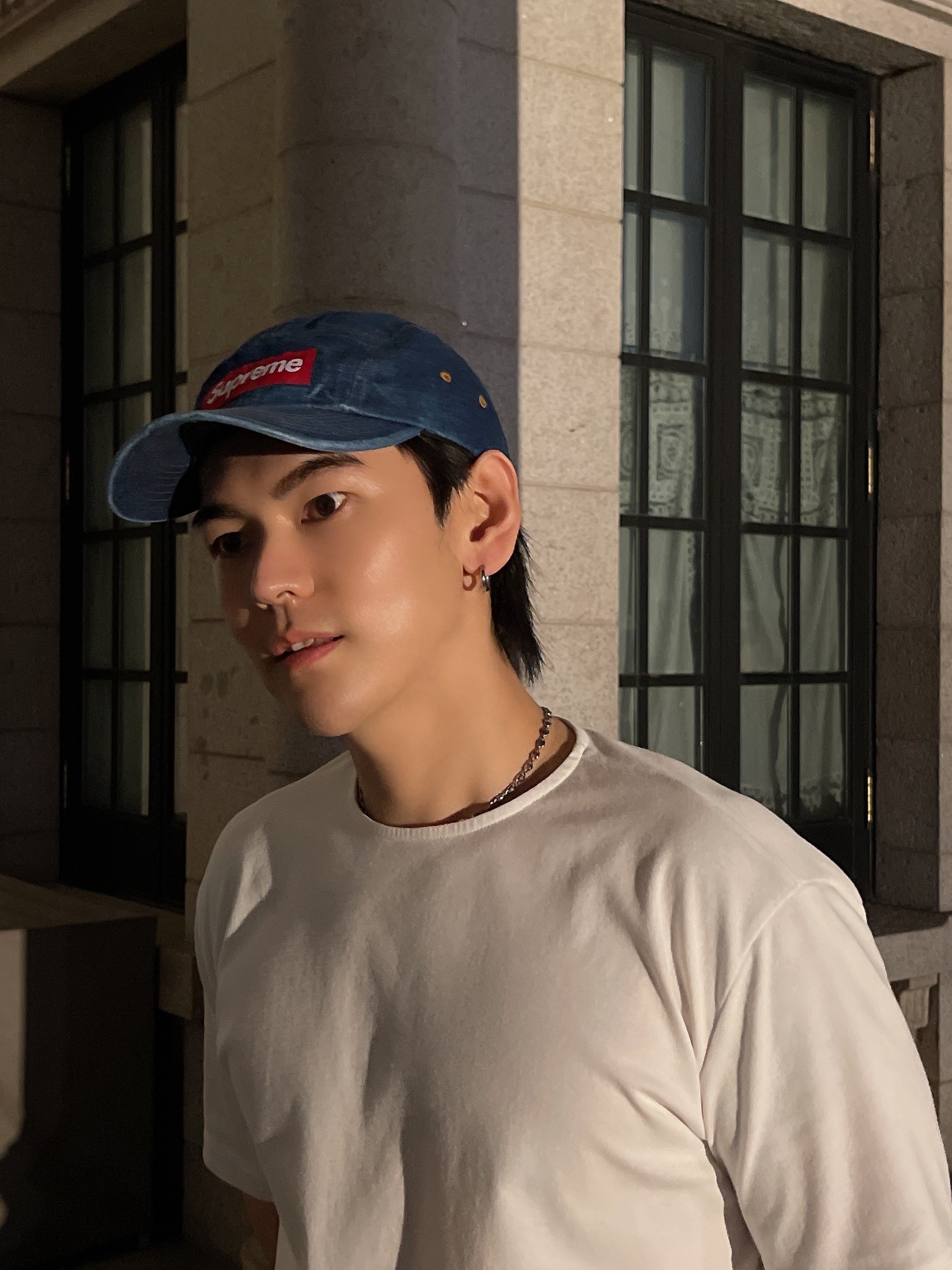 Supreme Washed Chino Twill Camp Cap Denim - 22FW 착용 스타일 - 1