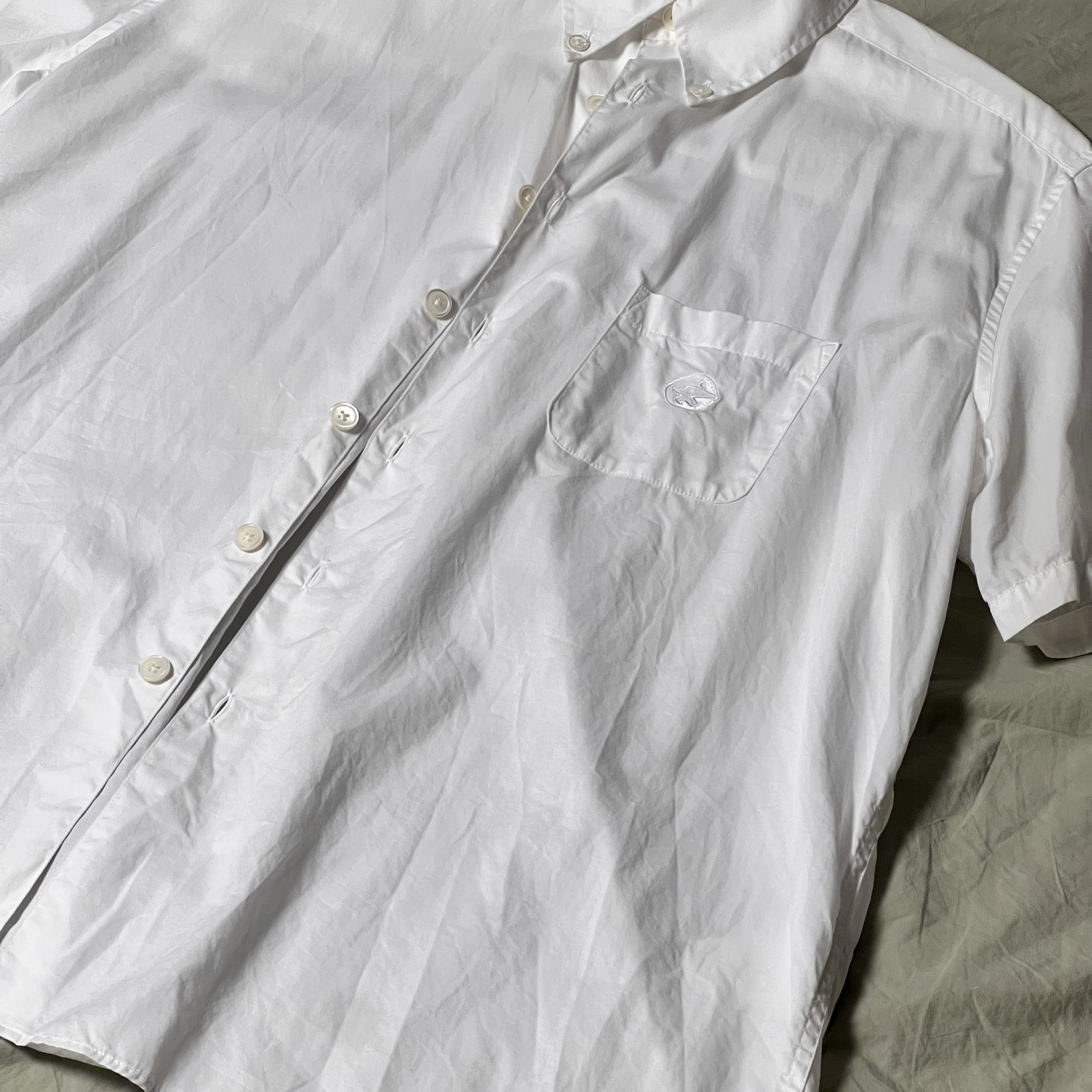 Stussy x Our Legacy Work Shop Borrowed Shirt Short Sleeve White Poplin 착용 스타일