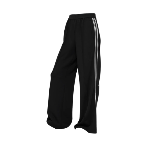 (W) 알로 요가 레귤러 트랙 스타 와이드 레그 팬츠 블랙((W) Alo Yoga Regular Track Star Wide Leg Pants Black)