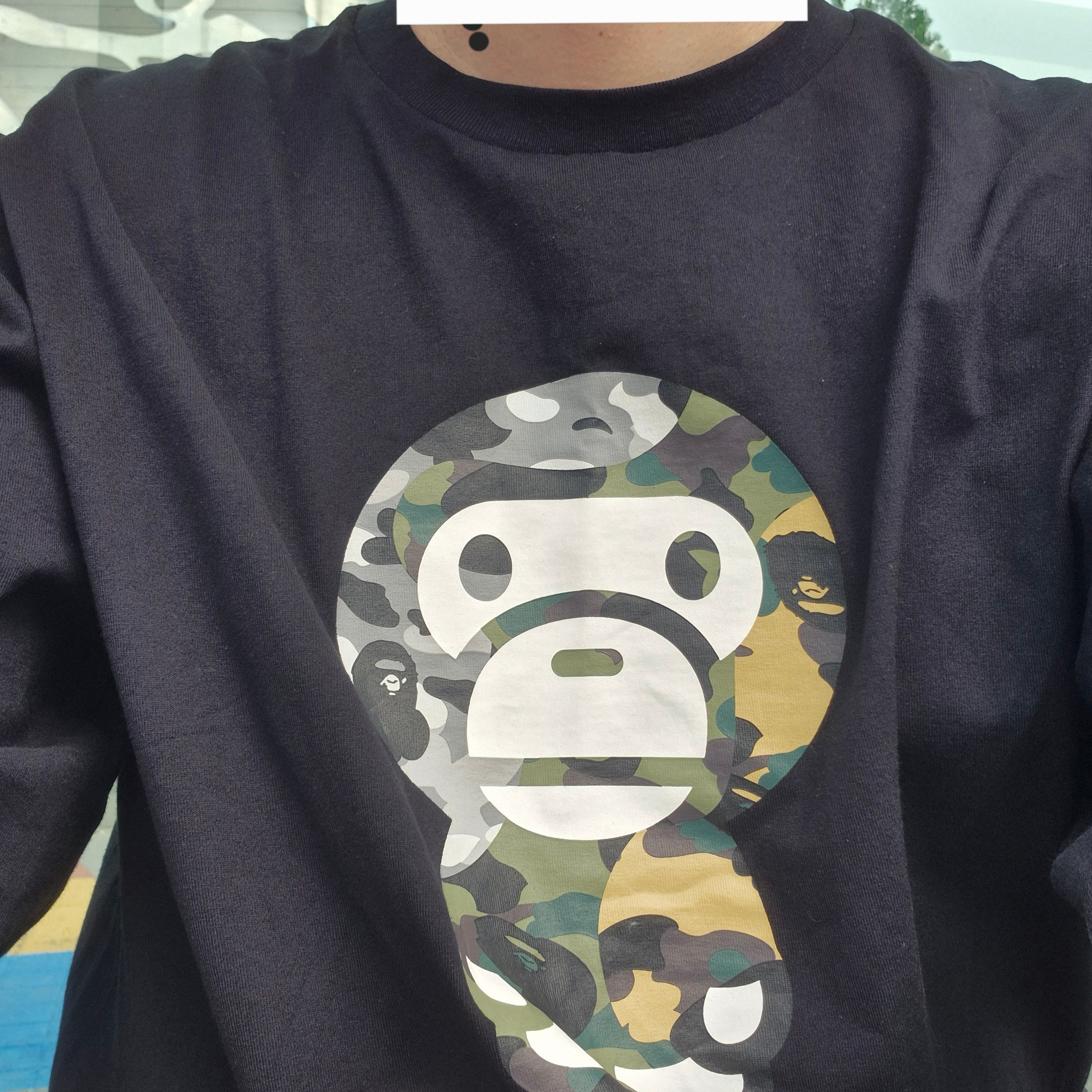 BAPE 1st Camo Crazy Baby Milo L/S T-Shirt Black 착용 스타일