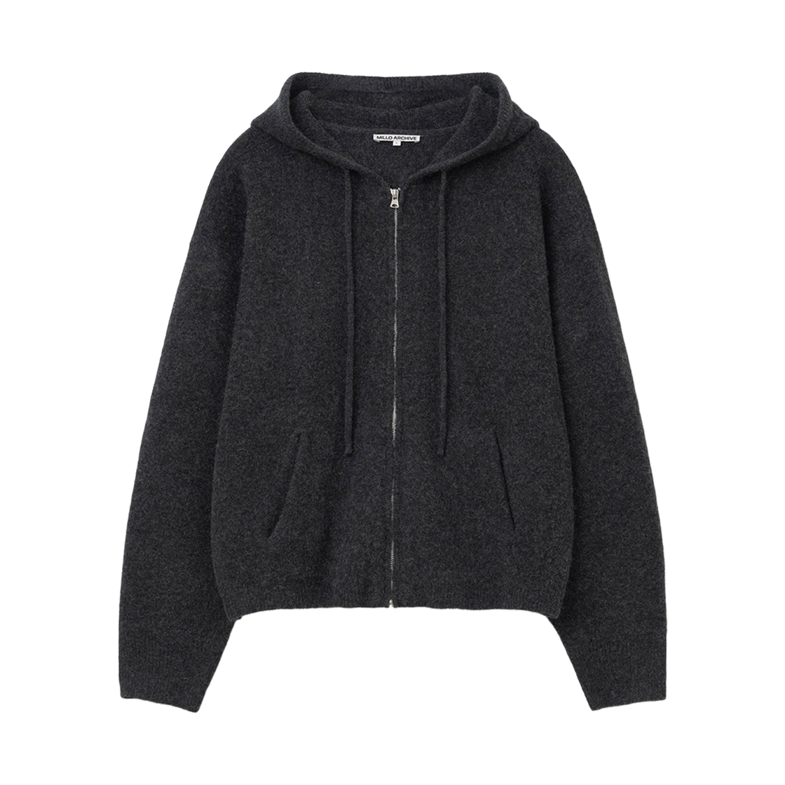 밀로 아카이브 로앙 니트 후드 집업 멜란지 블랙