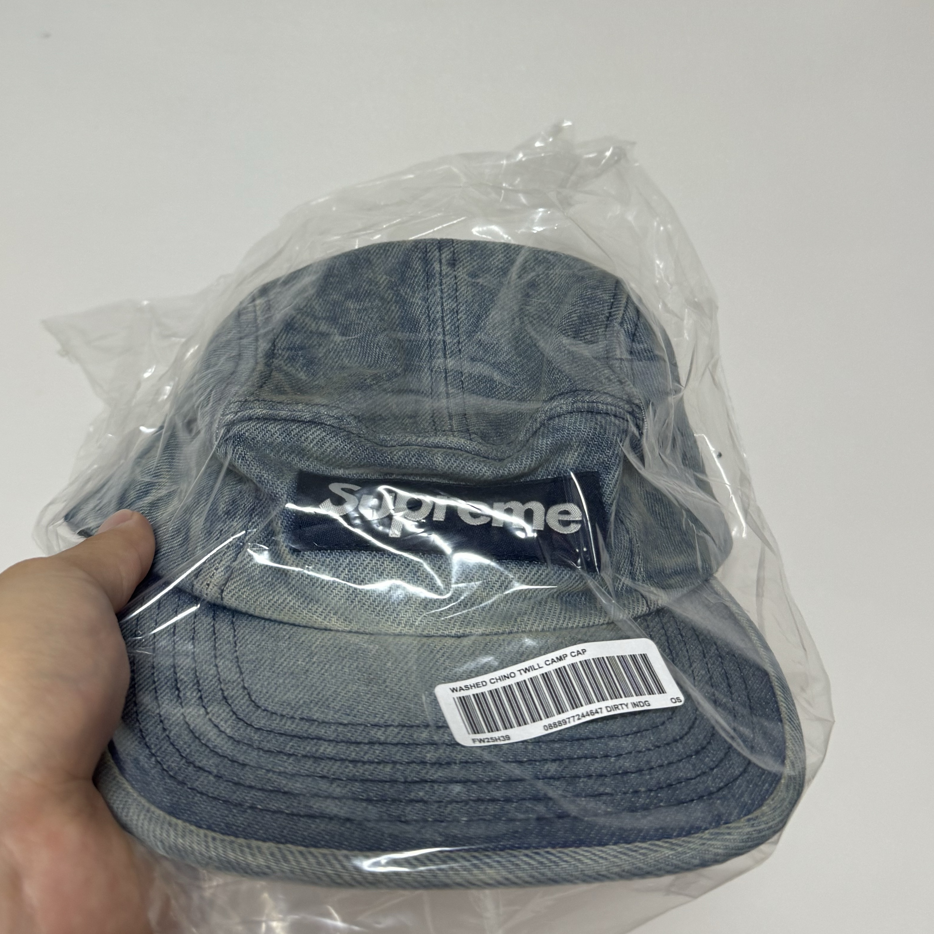 Supreme Washed Chino Twill Camp Cap Denim - 25FW 착용 스타일