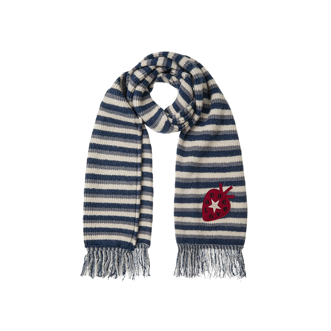 AE45FWMU002BLU AEAE Stripe Tassel Muffler Blue