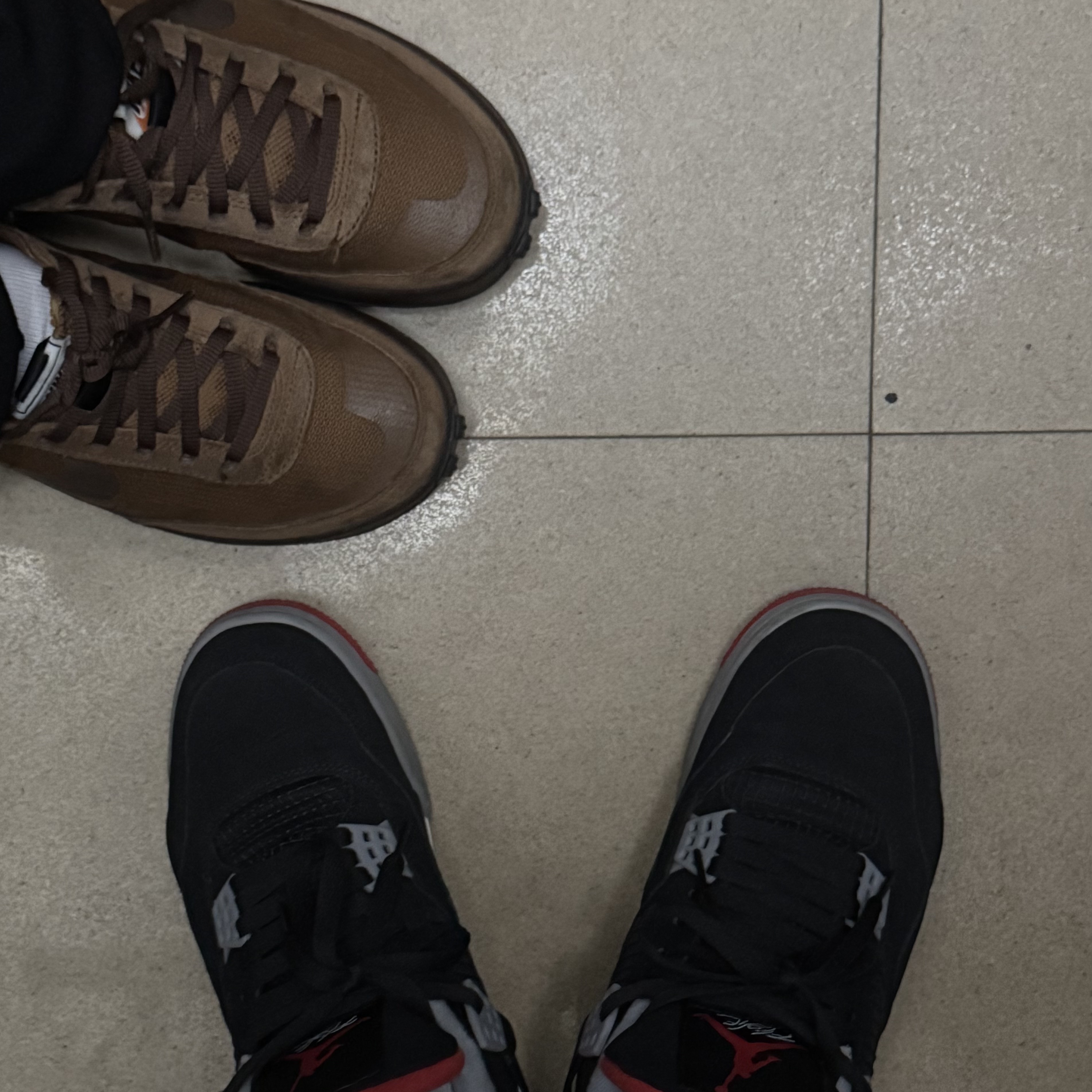 Nike x Tom Sachs General Purpose Shoe Brown, Jordan 4 Retro Bred 2019 착용 스타일