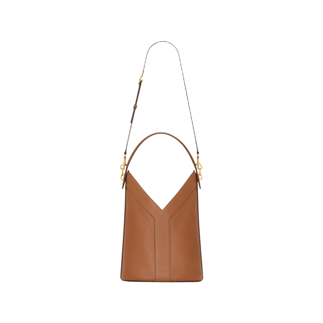 840891-AAT71-6359 Saint Laurent Y Top Handle Bucket in Leather Brick