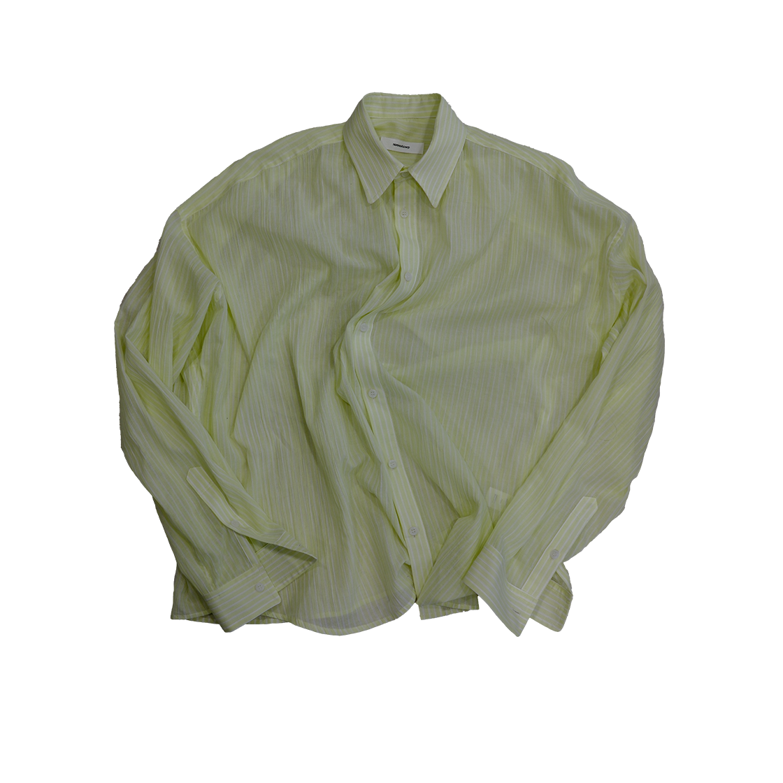 논노드 플렉시블 스트링 플리츠 셔츠 엘로우 스트라이프