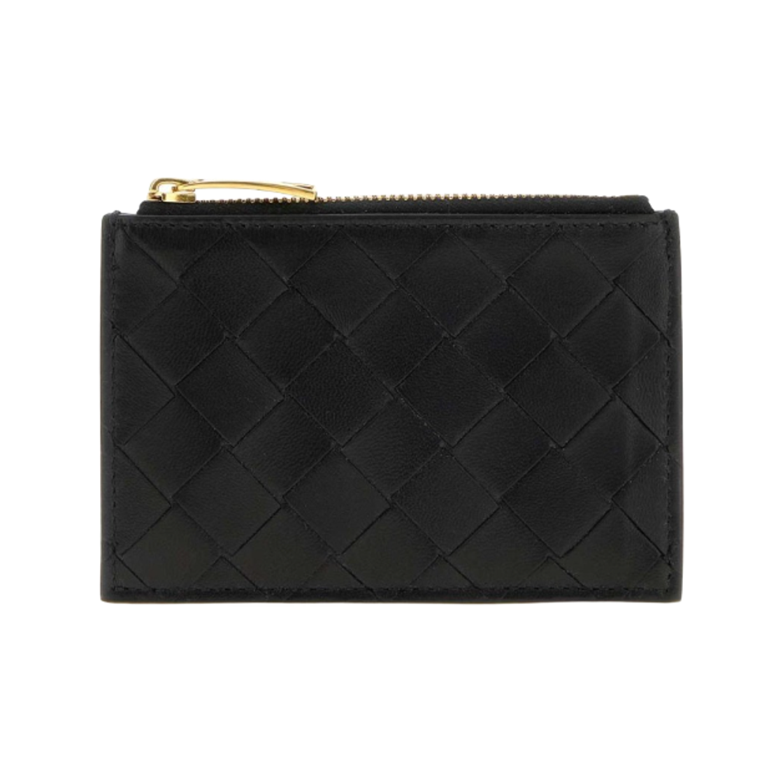 806032VCPP38425 Bottega Veneta Intrecciato Zipped Card Case Black
