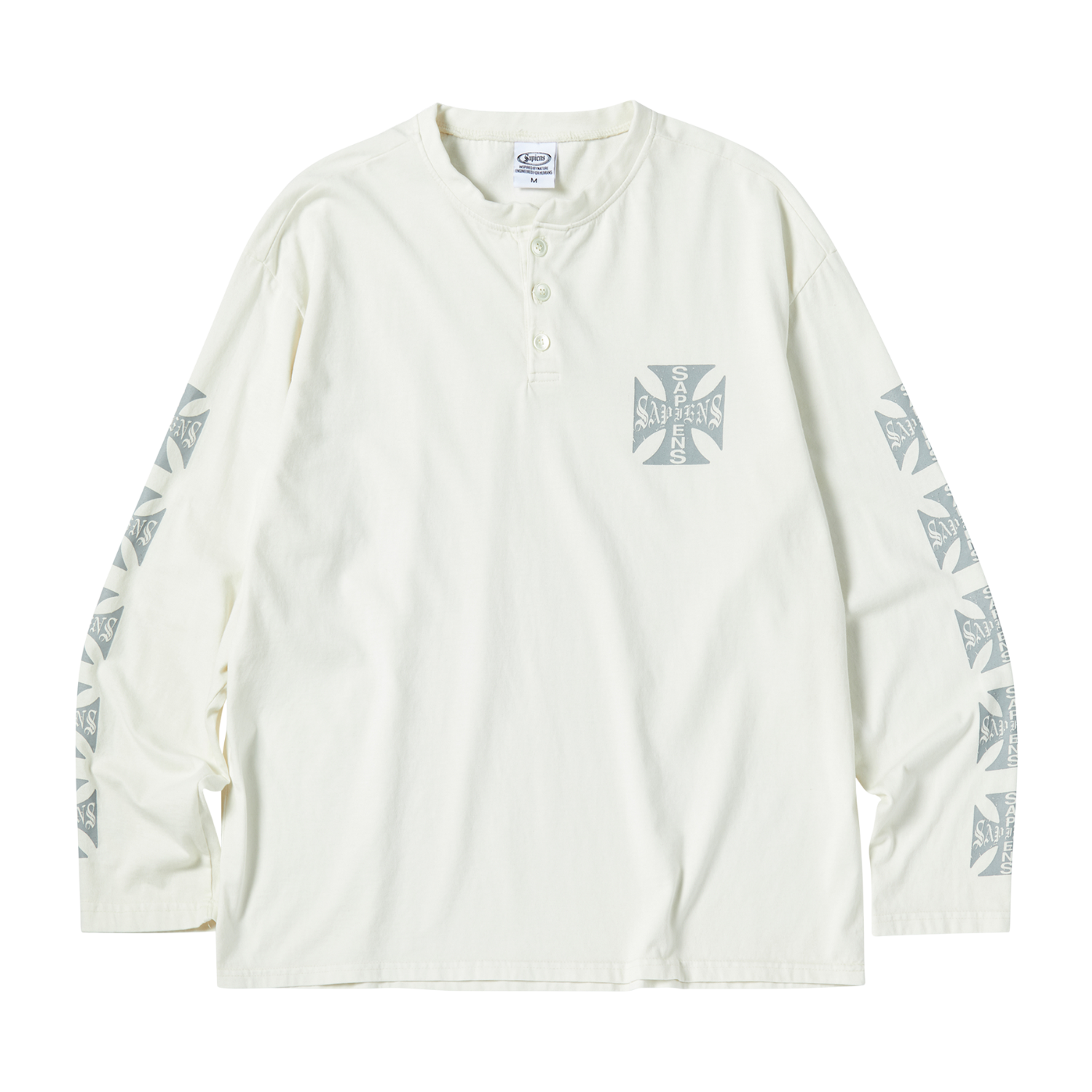 사피엔스 에테르글리프 피그먼트 헨리넥 롱슬리브 아이보리(Sapiens Etherglyph Pigment Henley Long Sleeve Ivory)