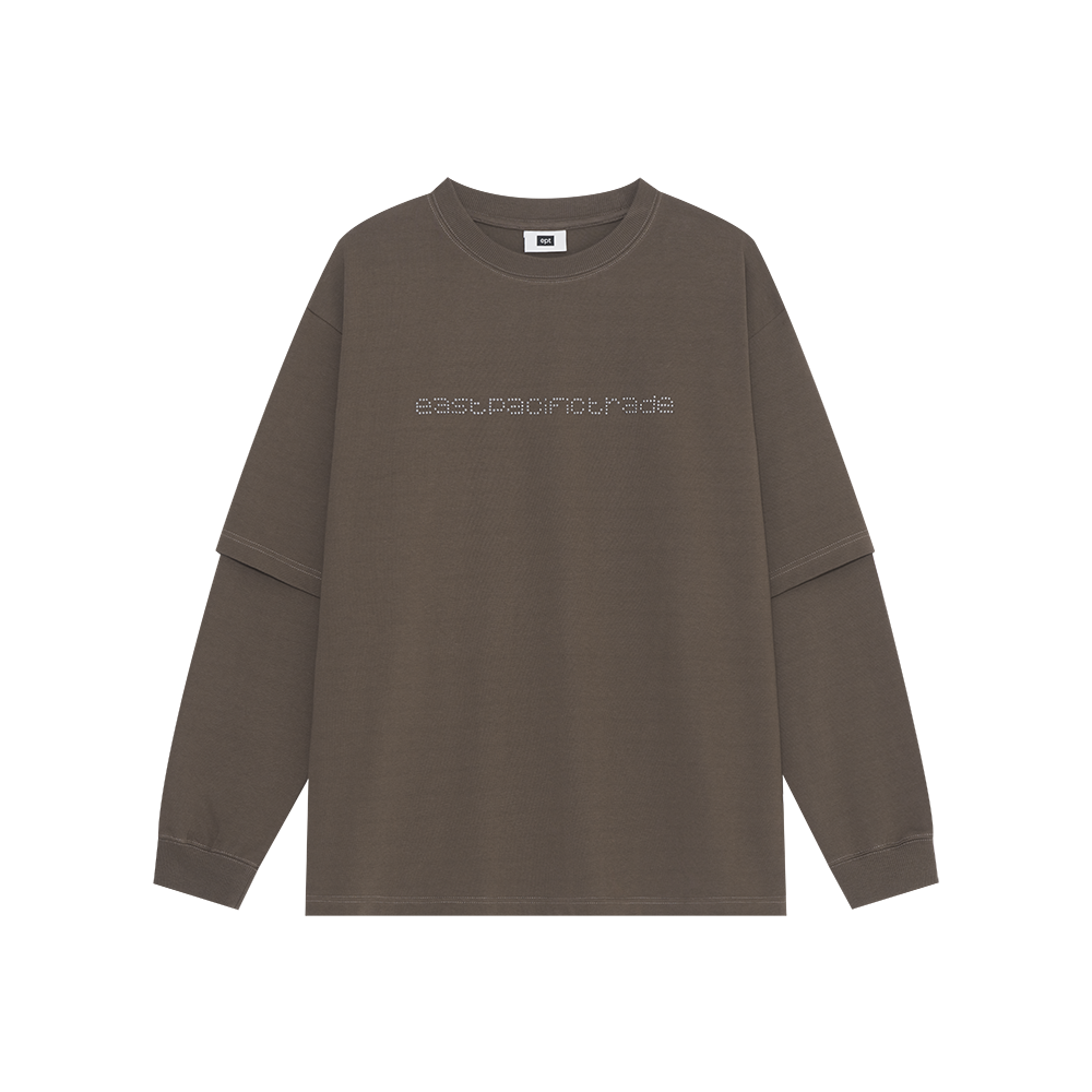 EP5FN3TS00305 EPT Studded Logo Layered Long Sleeve Brown