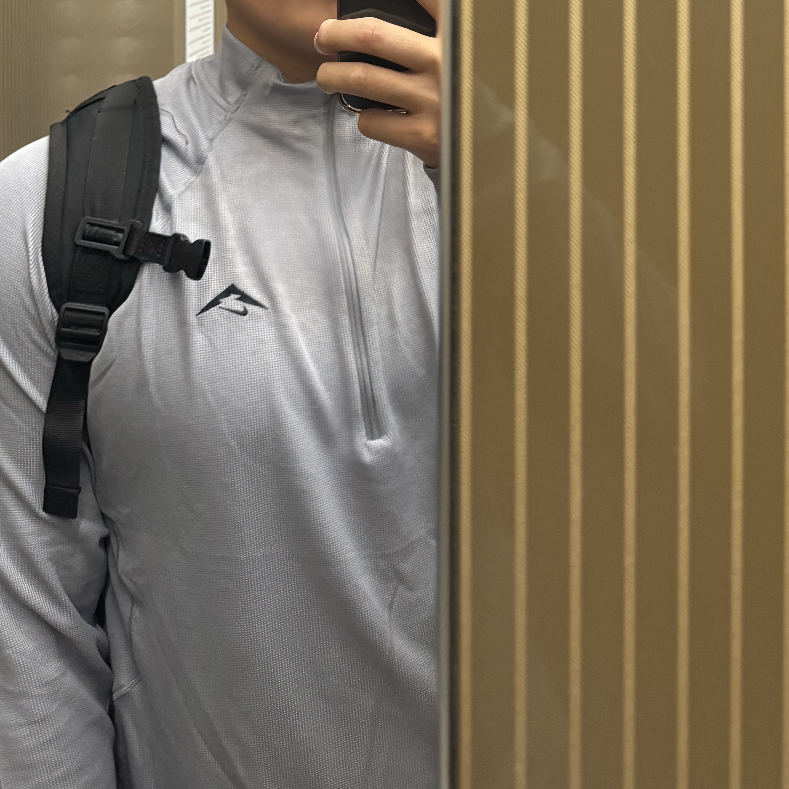 Nike Dri-Fit Trail Midlayer Half Zip Top Cement Grey Black - Asia 착용 스타일