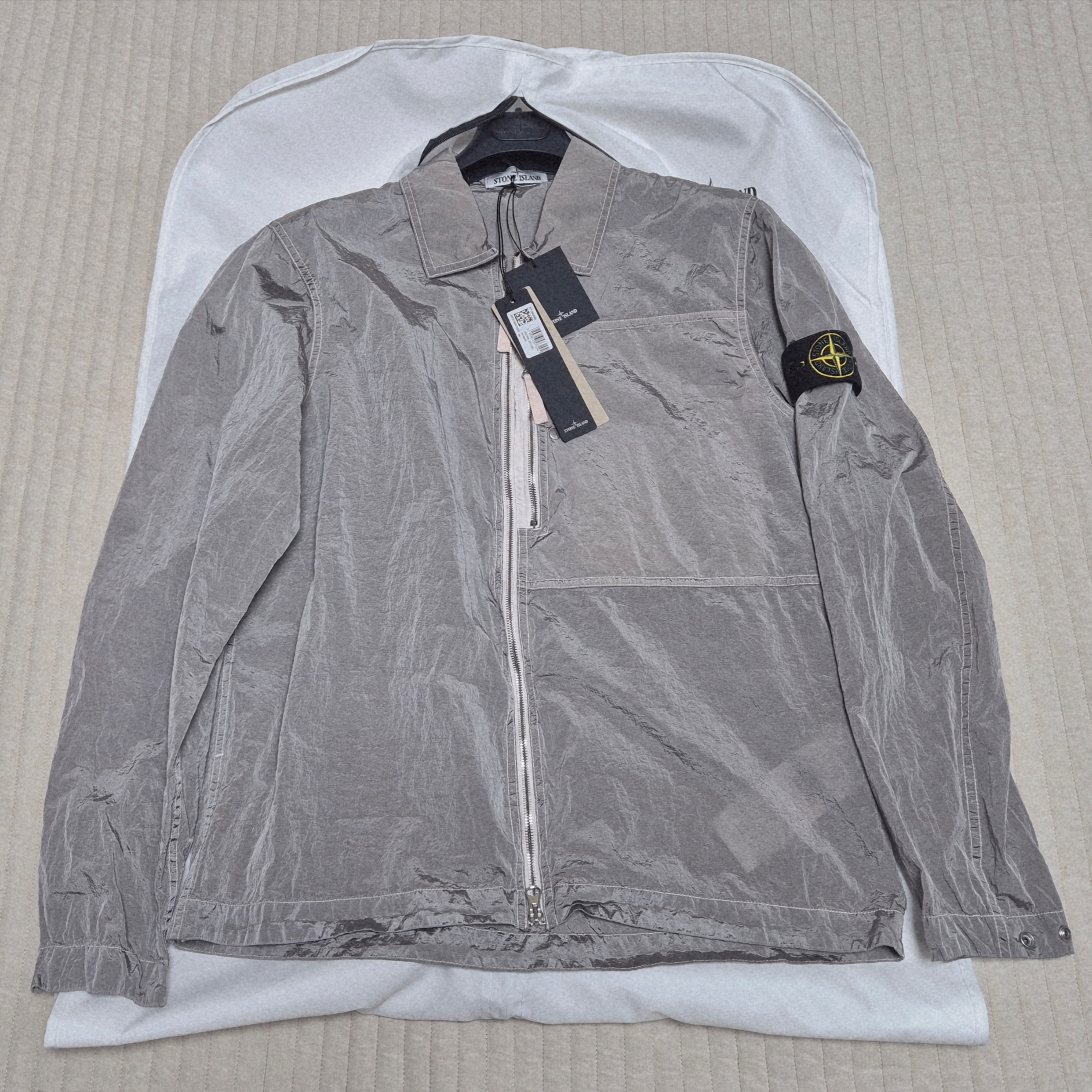 Stone Island 1200031 Nylon Metal in Econyl Regenerated Nylon Garment Dyed Overshirt Pink - 25FW 착용 스타일 - 1