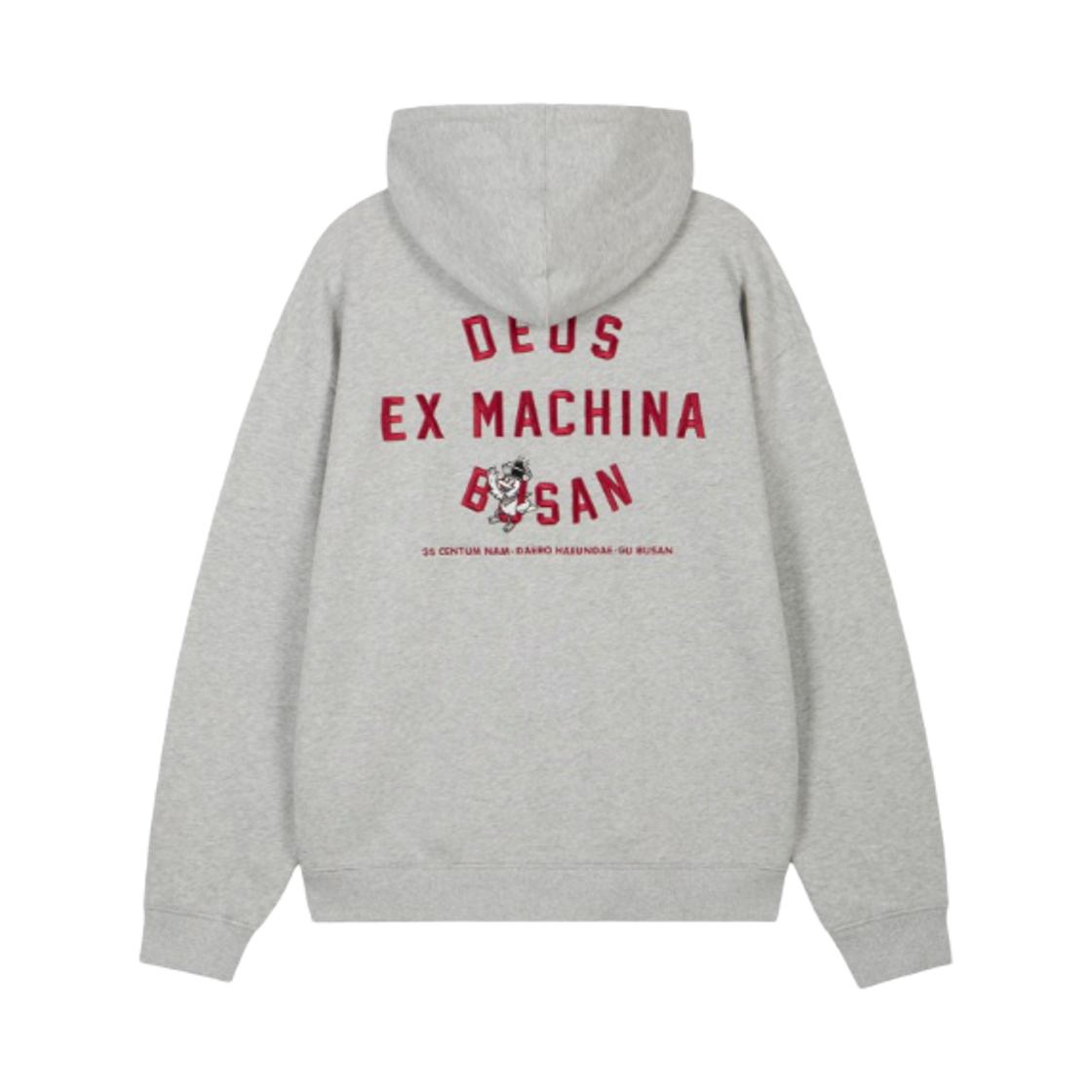 D253UZH092 Deus Ex Machina Busan Exclusive Limited Edition College Address Hoodie Zip Up Grey