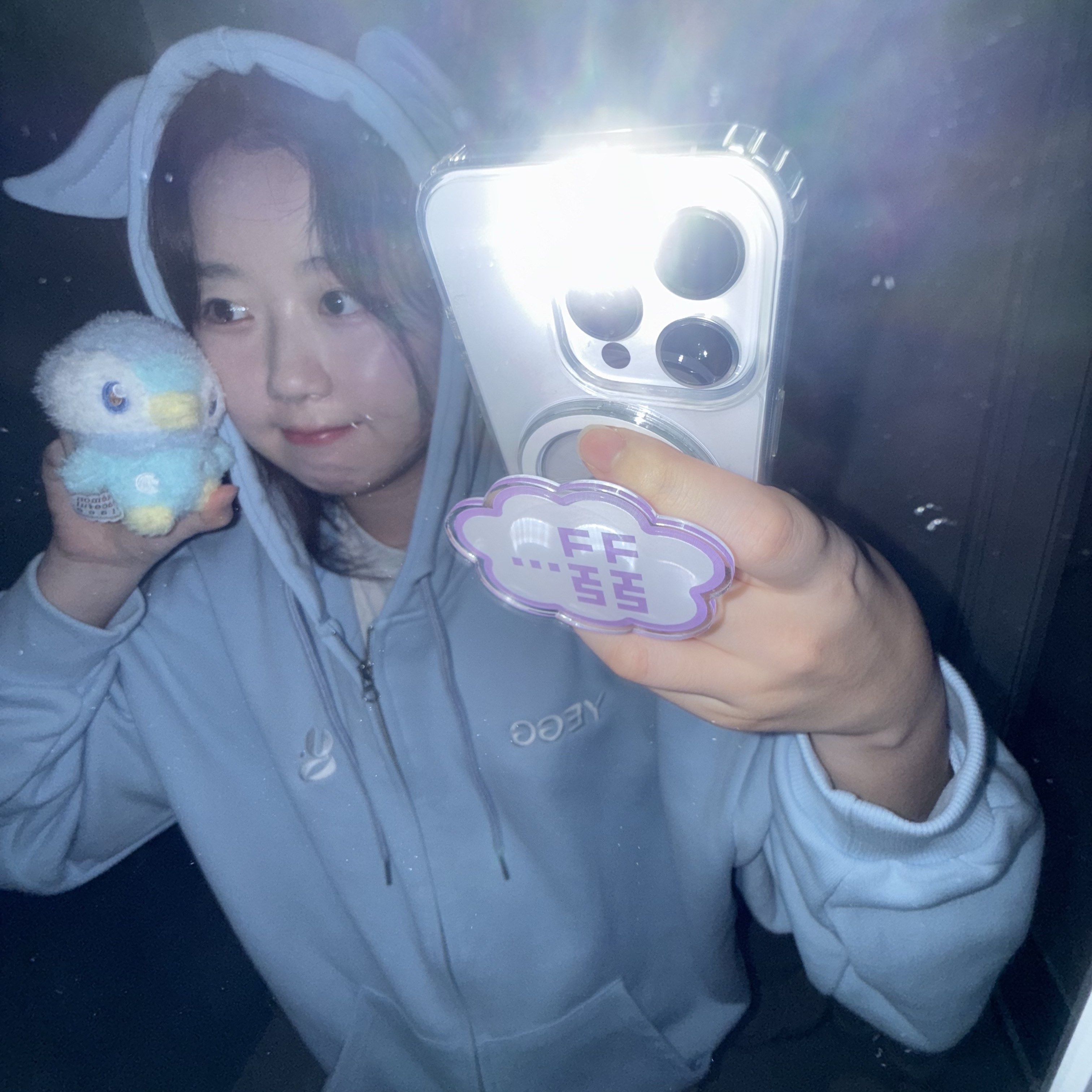 Yegg Wing hoodie  sky blue 착용 스타일
