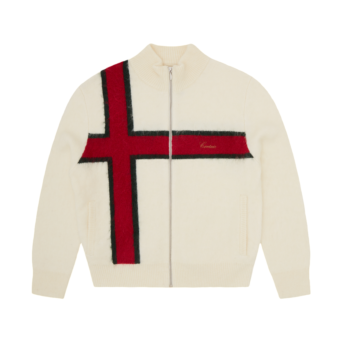 코르테이즈 럭스 니트 집업 크림(Corteiz Lux Knit Zip Up Cream)