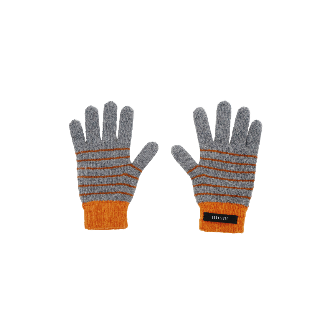 KS5CAGL001GO Kookeesee finger hole wool stripe gloves Grey/Orange