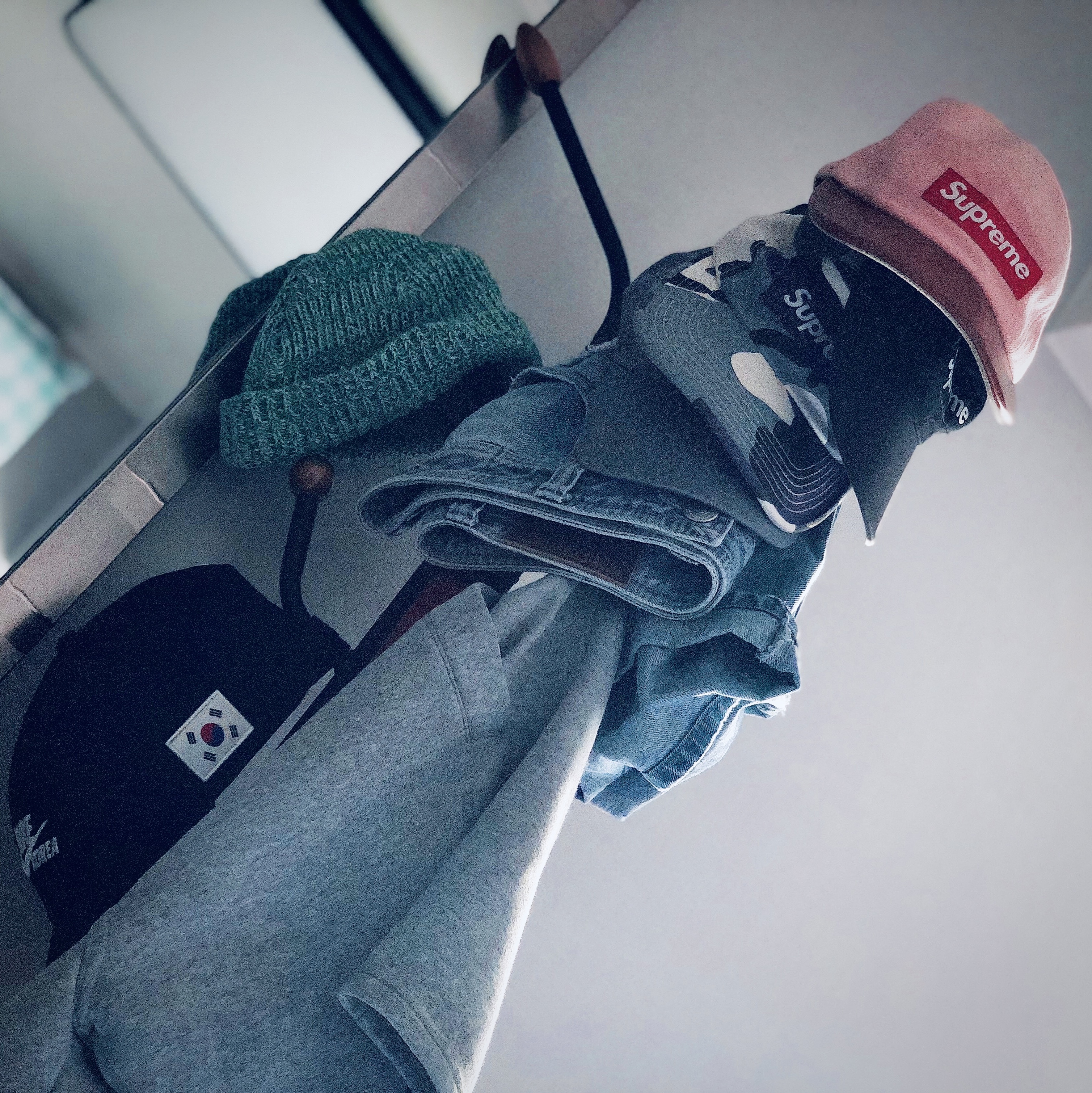 Supreme Washed Chino Twill Camp Cap Black, Nike H86 Korea Cap Black 착용 스타일