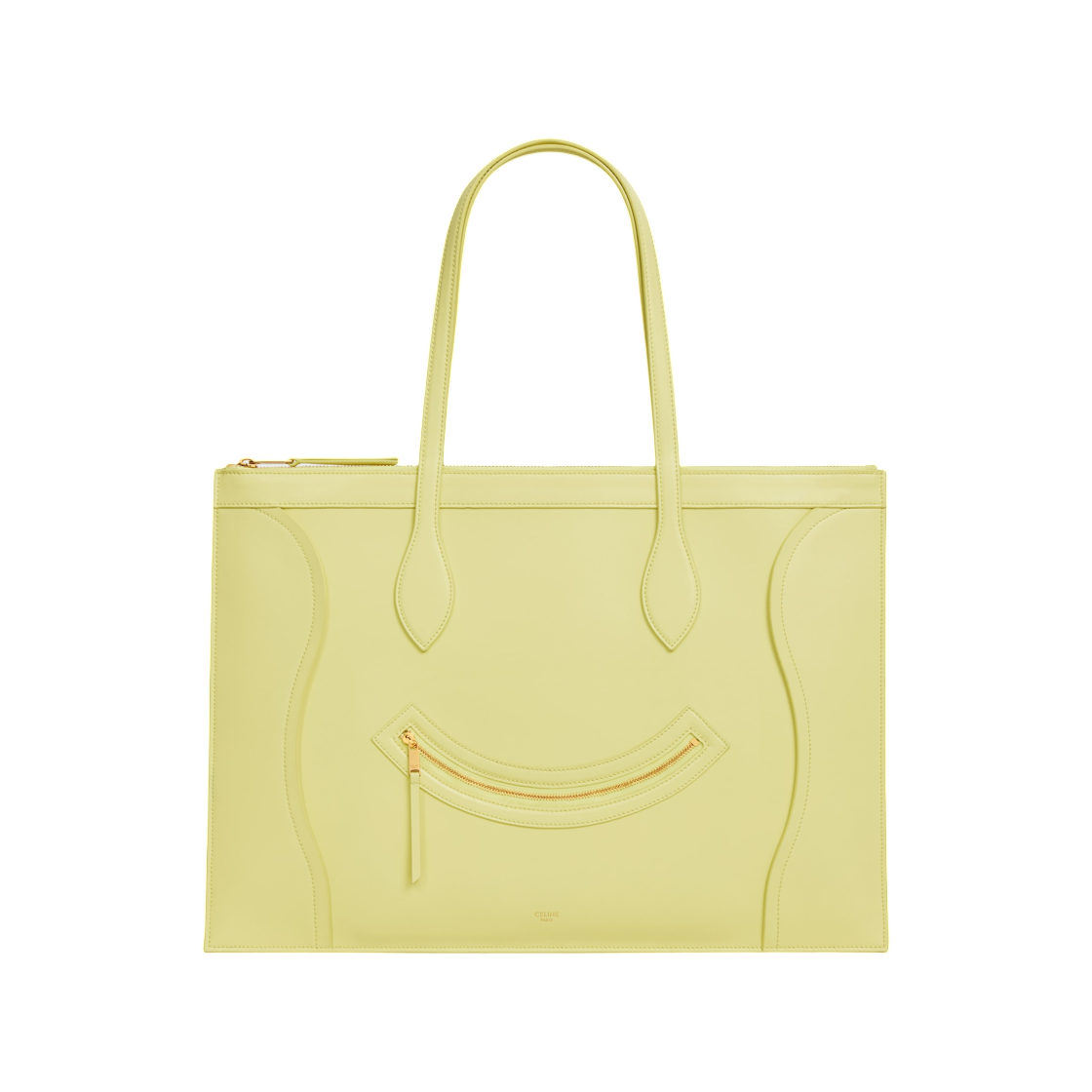 123963GW4-11CU Celine Flat Cabas New Luggage in Glossy Calfskin Citrus