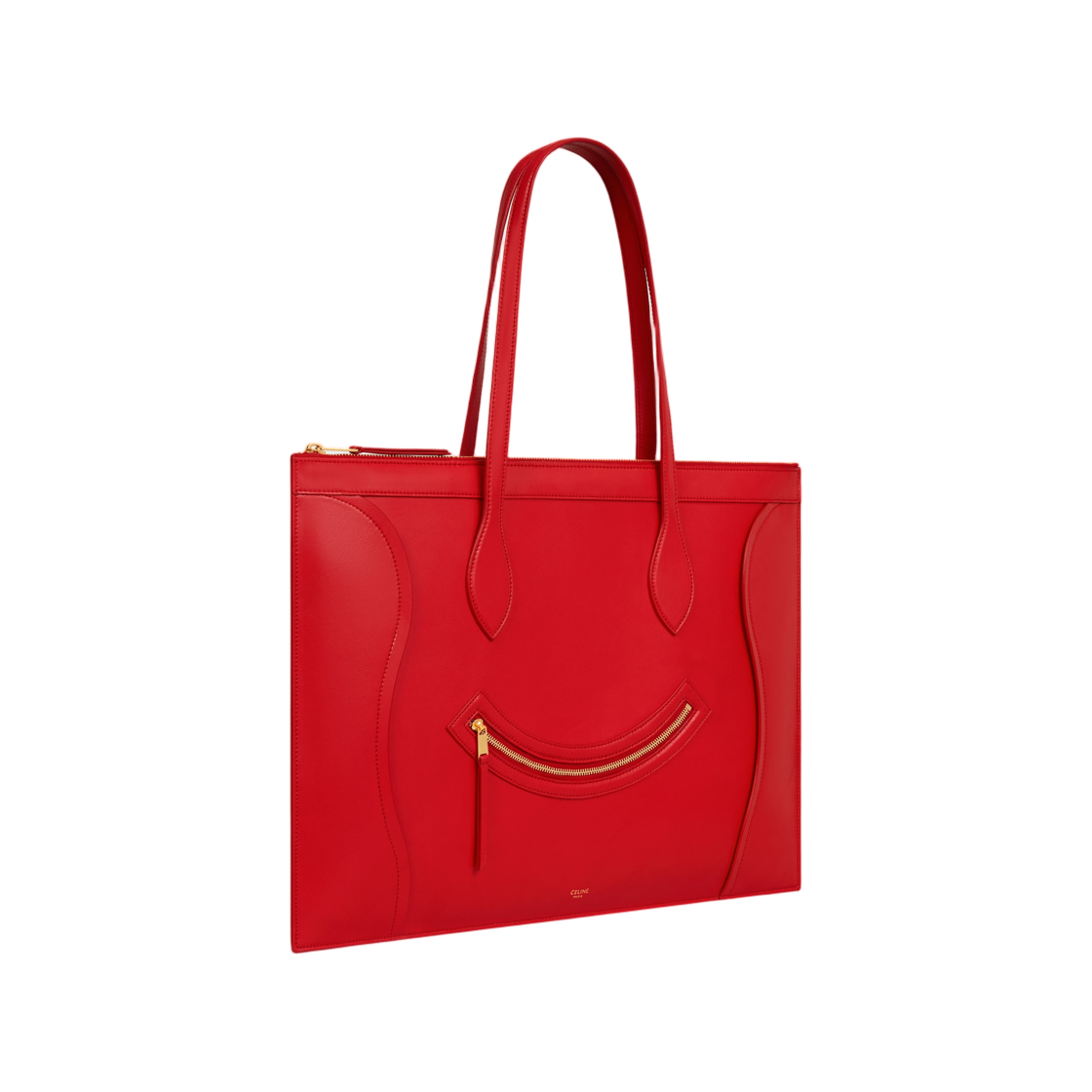 셀린느 플랫 카바스 뉴 러기지 글로시 카프스킨 울트라 레드(Celine Flat Cabas New Luggage in Glossy Calfskin Ultra Red) - 2