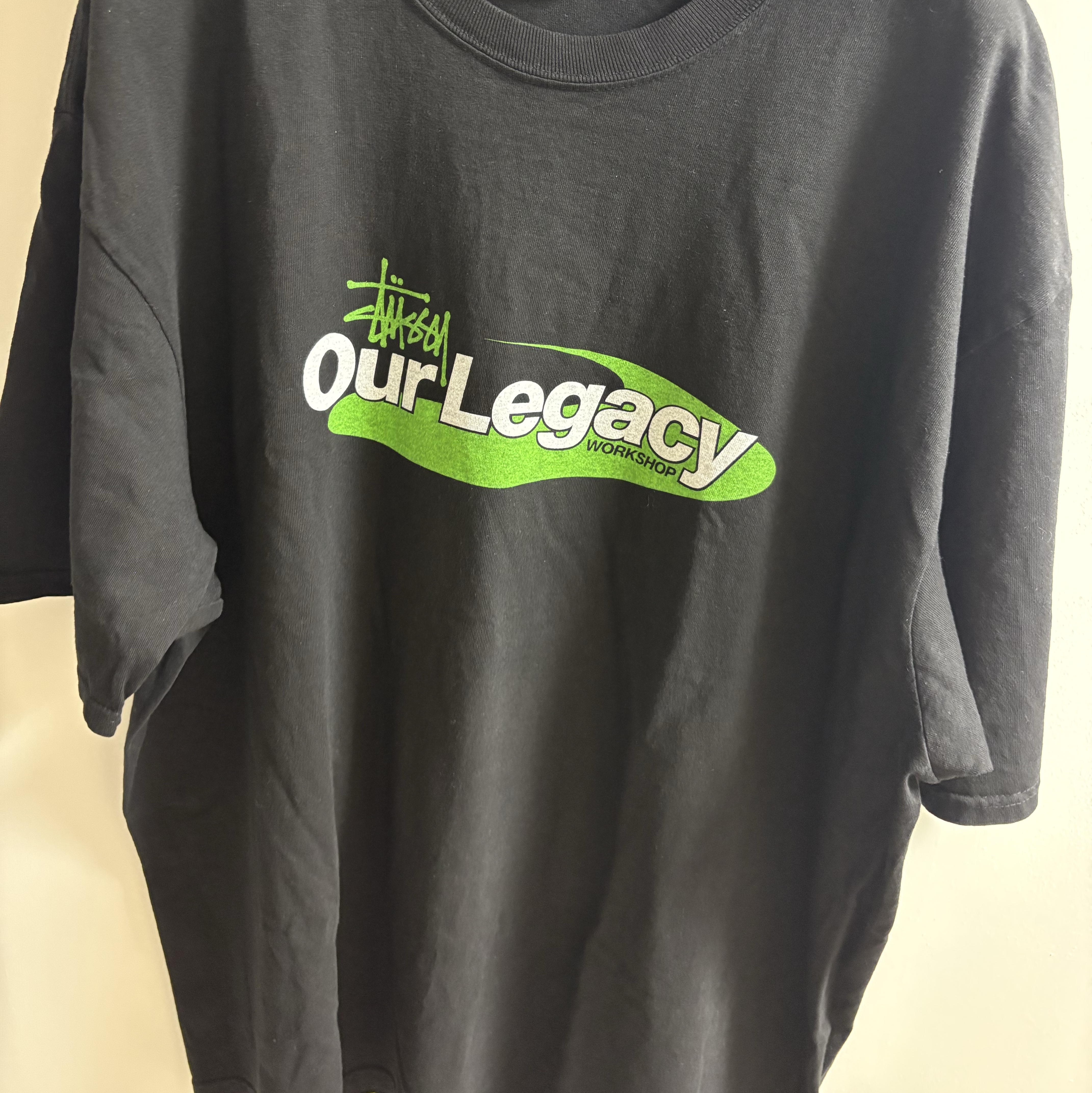 Stussy x Our Legacy Work Shop Swirl Pigment Dyed T-Shirt Black 착용 스타일
